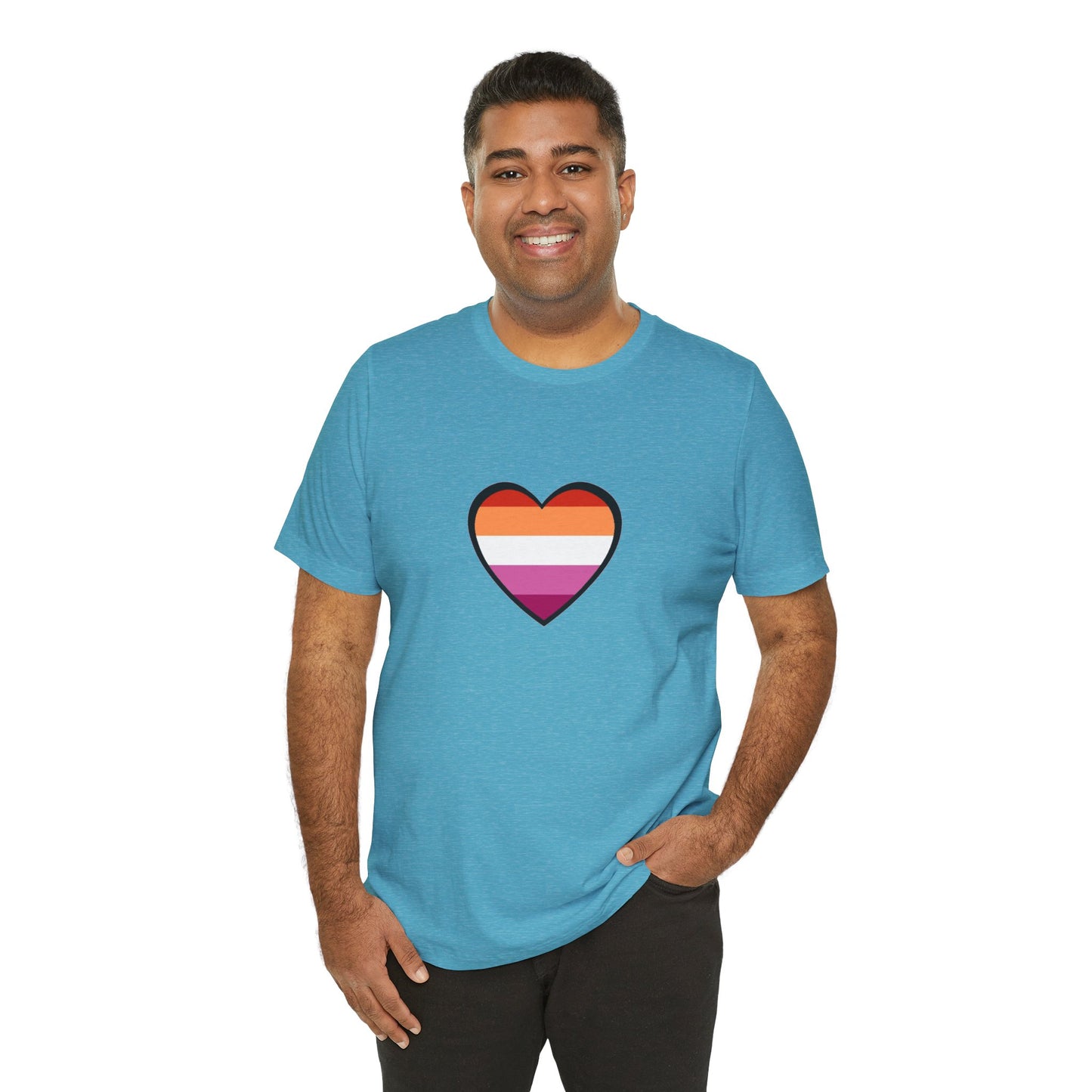 Lesbian Pride Flag Heart T-Shirt – Bold LGBTQ+ Graphic Tee - WhimSpin - https://whimspin.com
