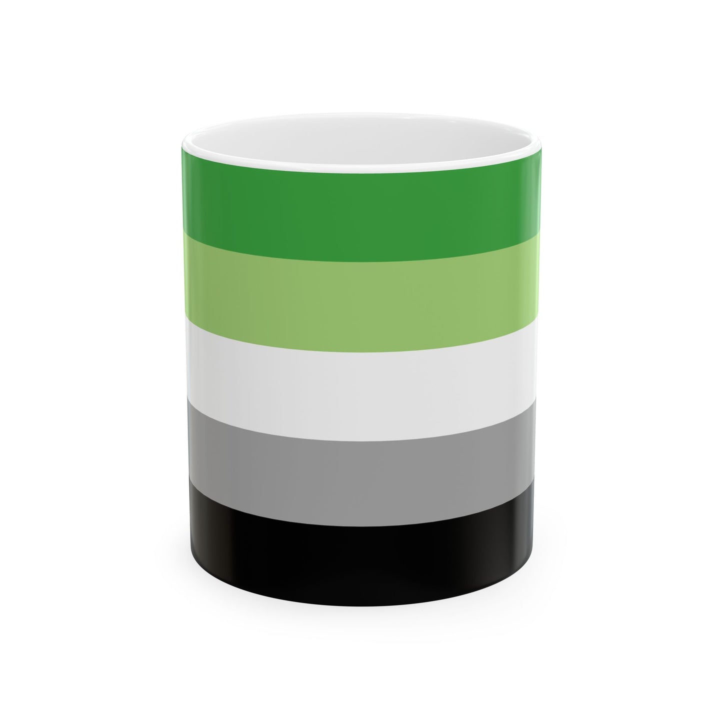 Aromantic Pride Flag Mug – Green Stripe LGBTQ+ Ceramic Cup