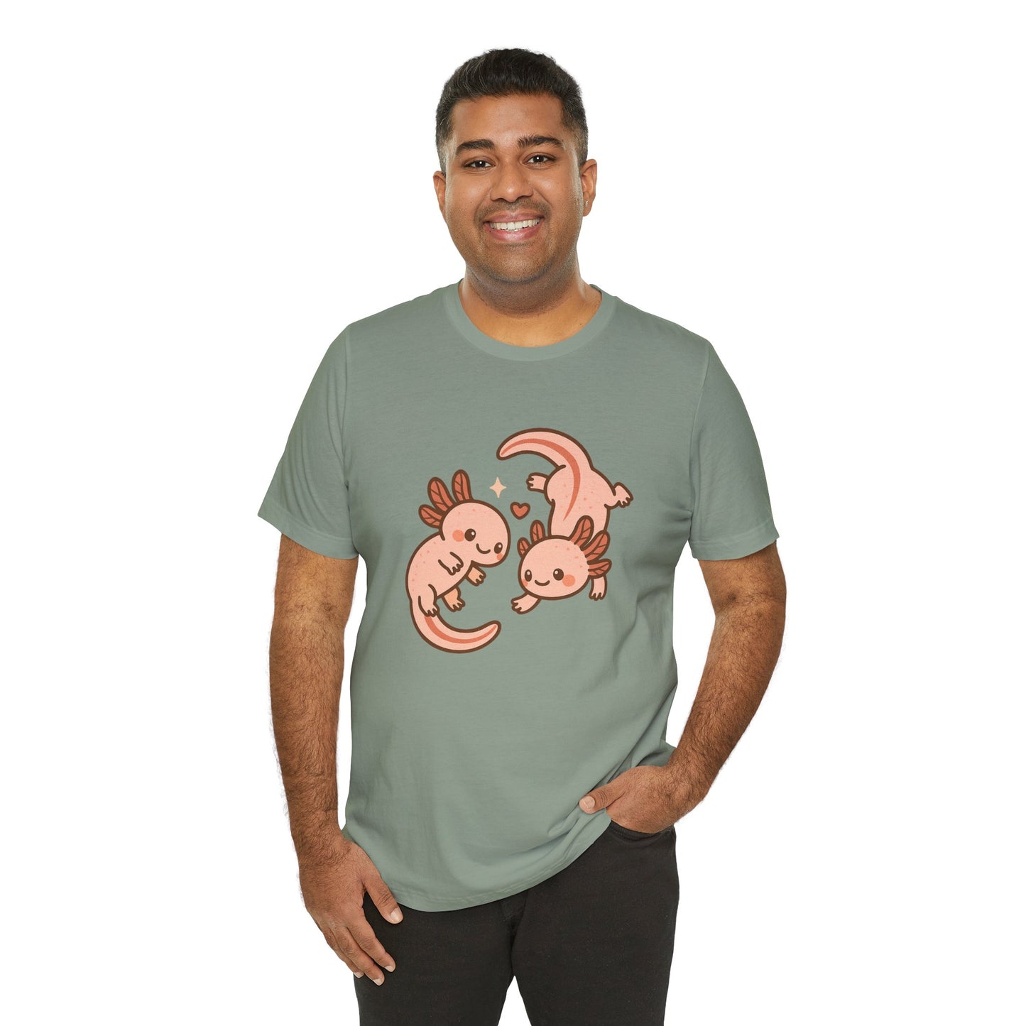Kawaii Axolotl T-Shirt – Cute Tee with Smiling Axolotls - WhimSpin - https://whimspin.com