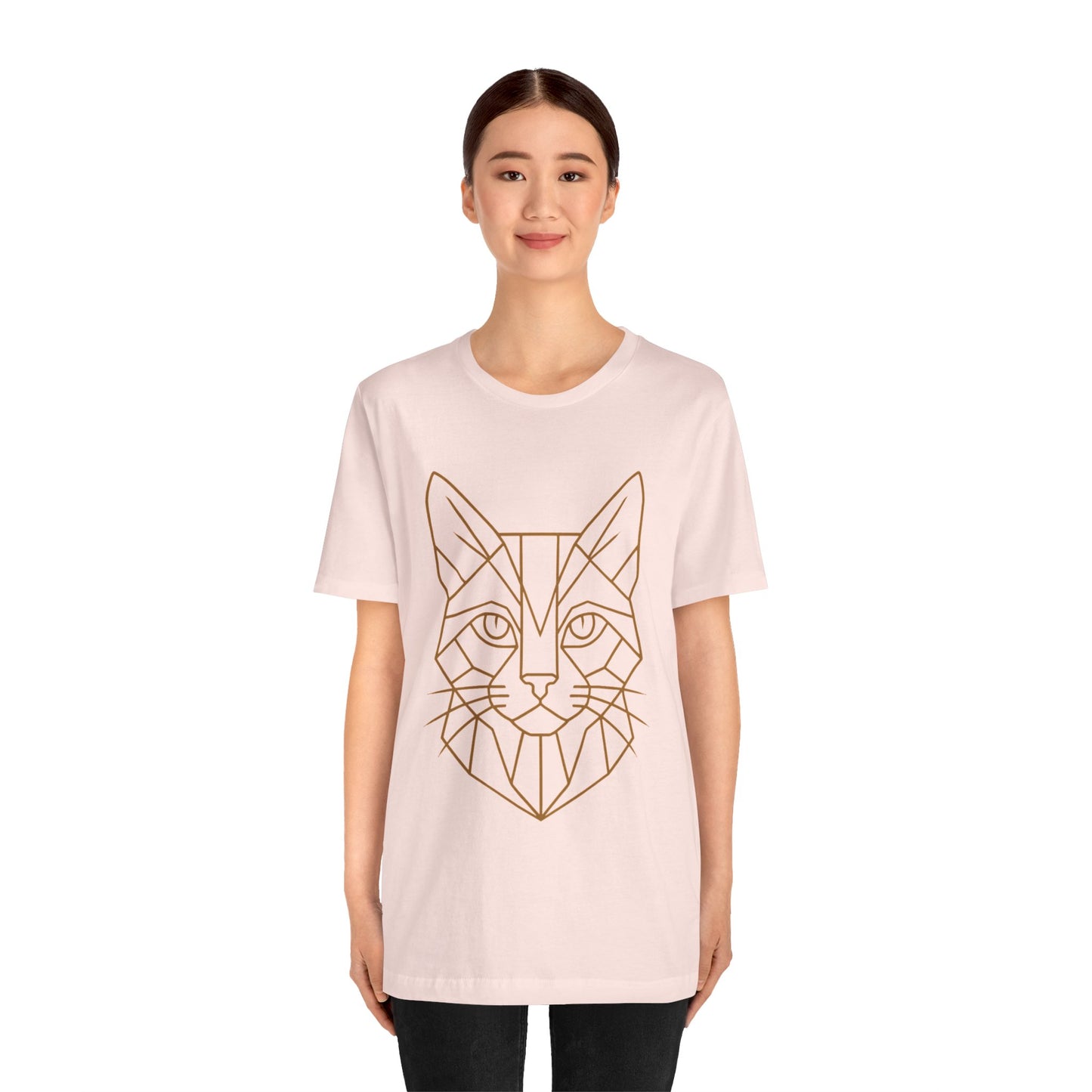 Geometric Cat T-Shirt – Minimalist Line Art Tee - WhimSpin - https://whimspin.com