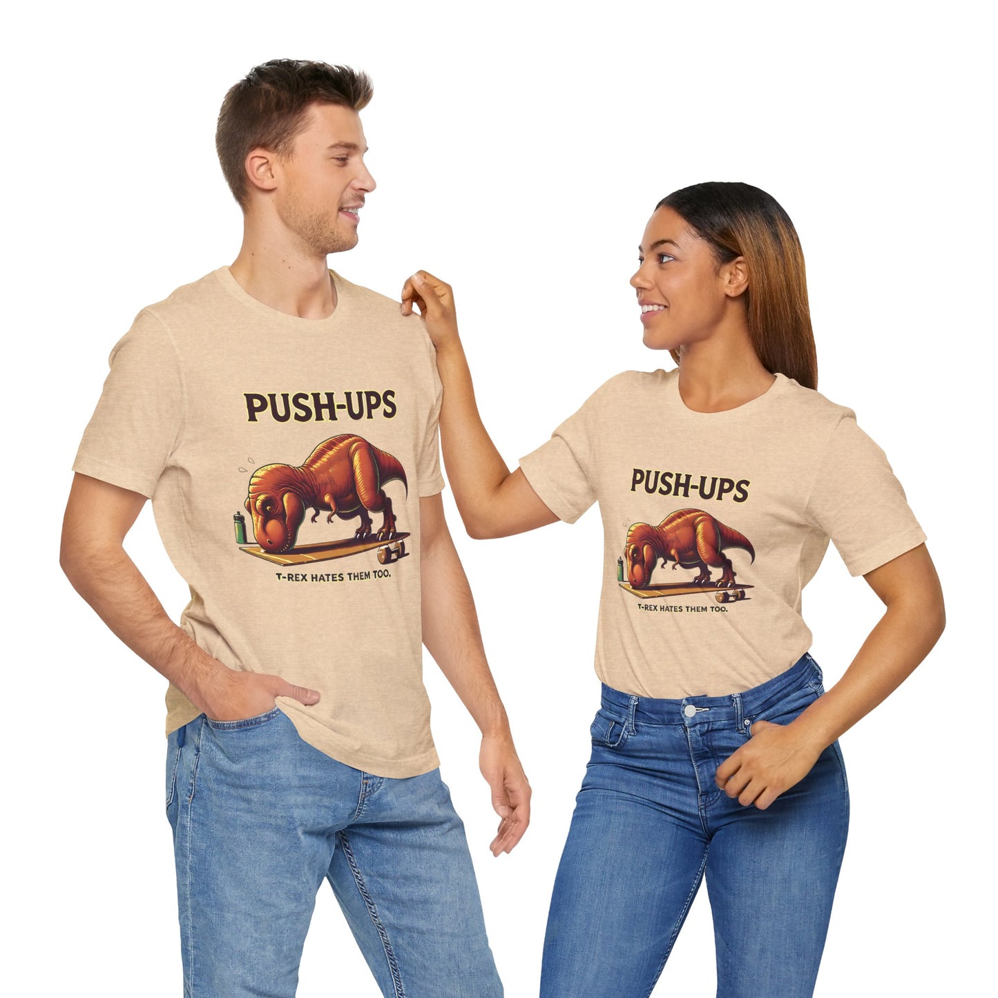 T-Rex Push-Up Graphic Tee – Funny Dinosaur Workout Graphic Shirt
