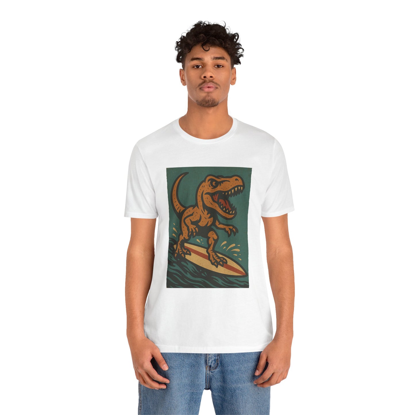 Surfing T-Rex T-Shirt – Funny Dinosaur Surfing Graphic Tee