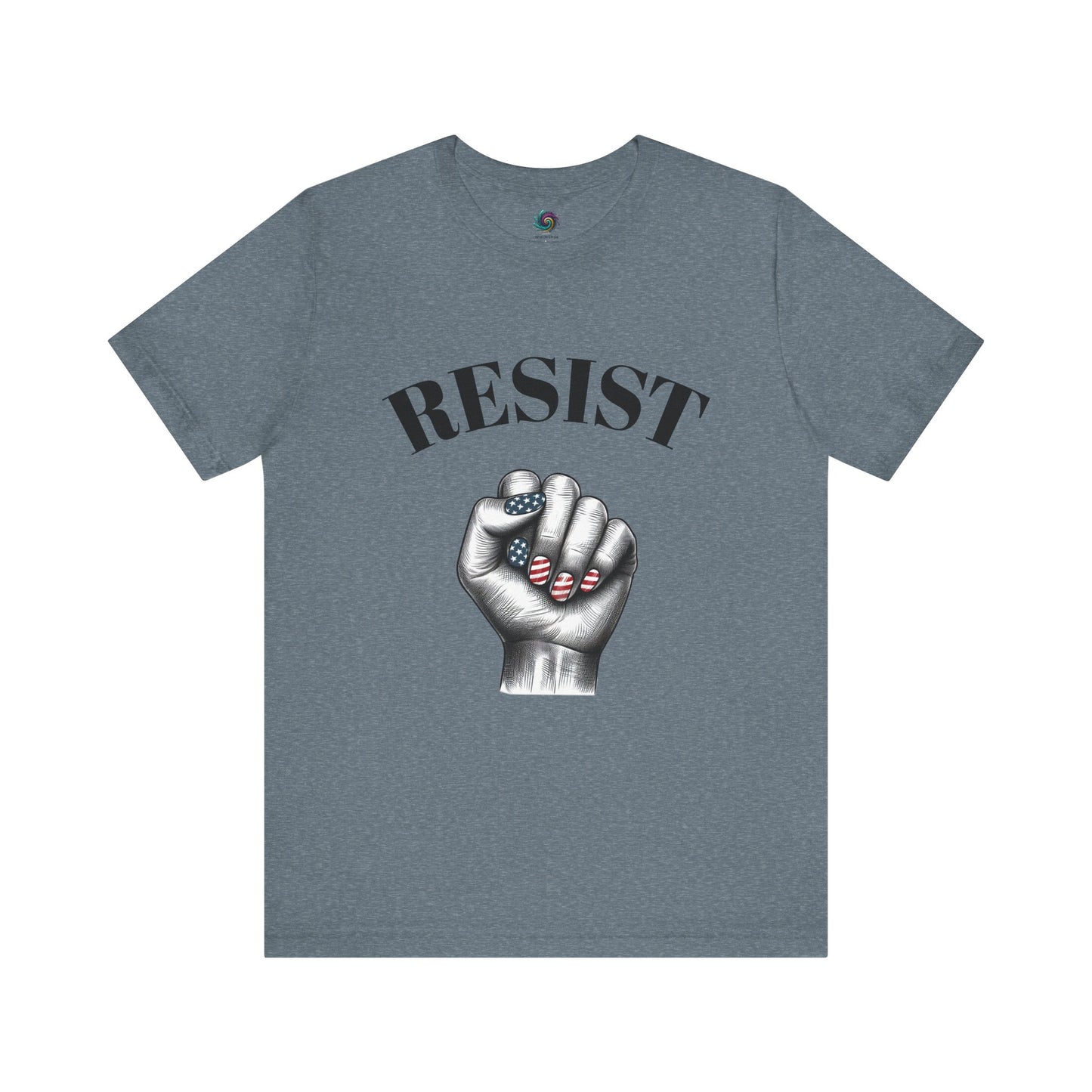Resist Feminist Power Fist Tee – USA Flag Nails Protest Shirt - WhimSpin - https://whimspin.com