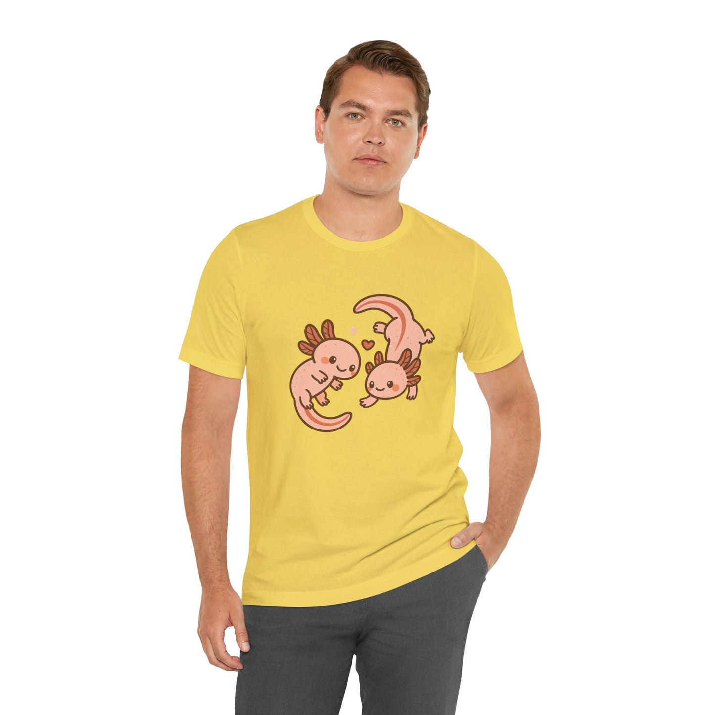 Kawaii Axolotl T-Shirt – Cute Tee with Smiling Axolotls - WhimSpin - https://whimspin.com