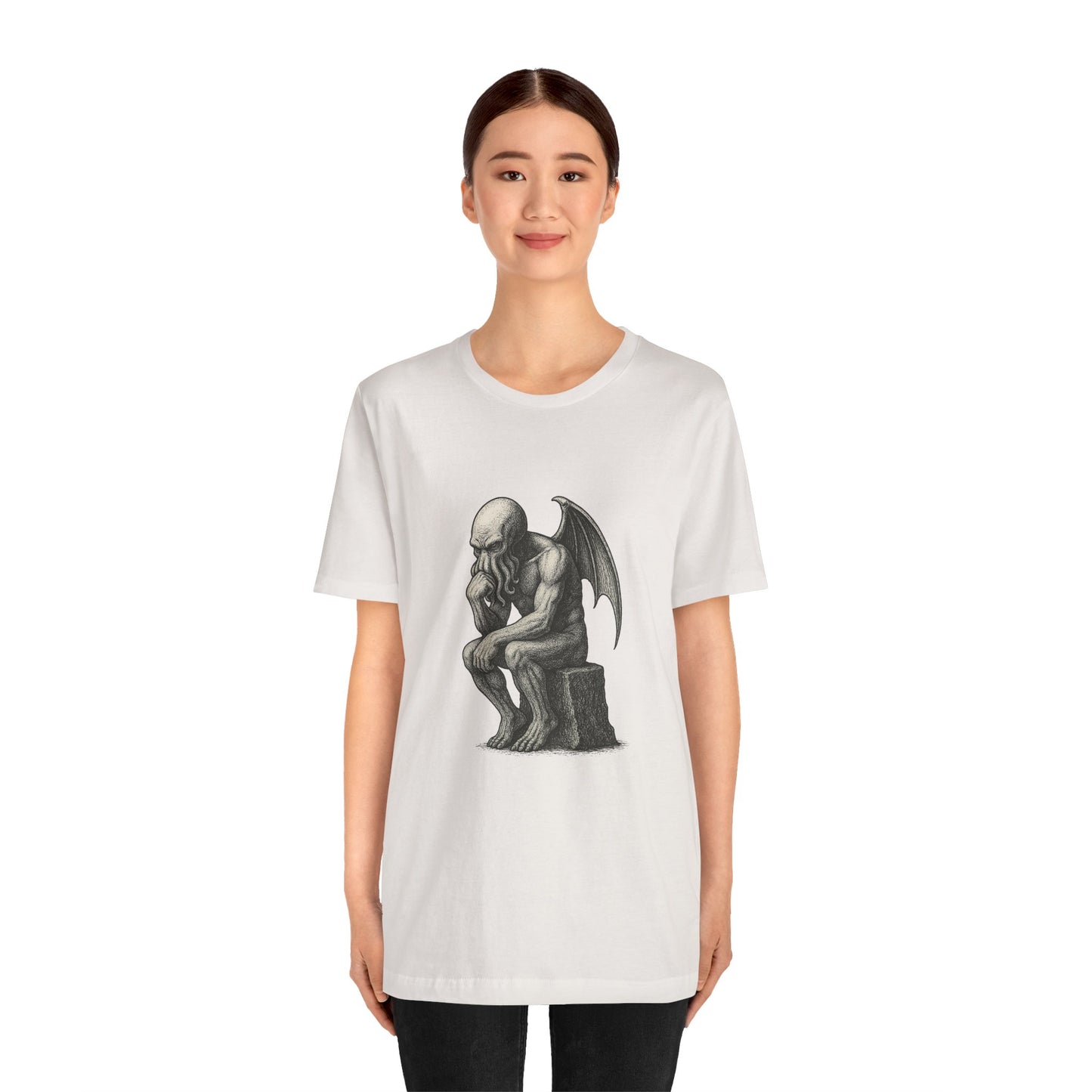 Cthulhu The Thinker Tee – Lovecraftian Parody Shirt