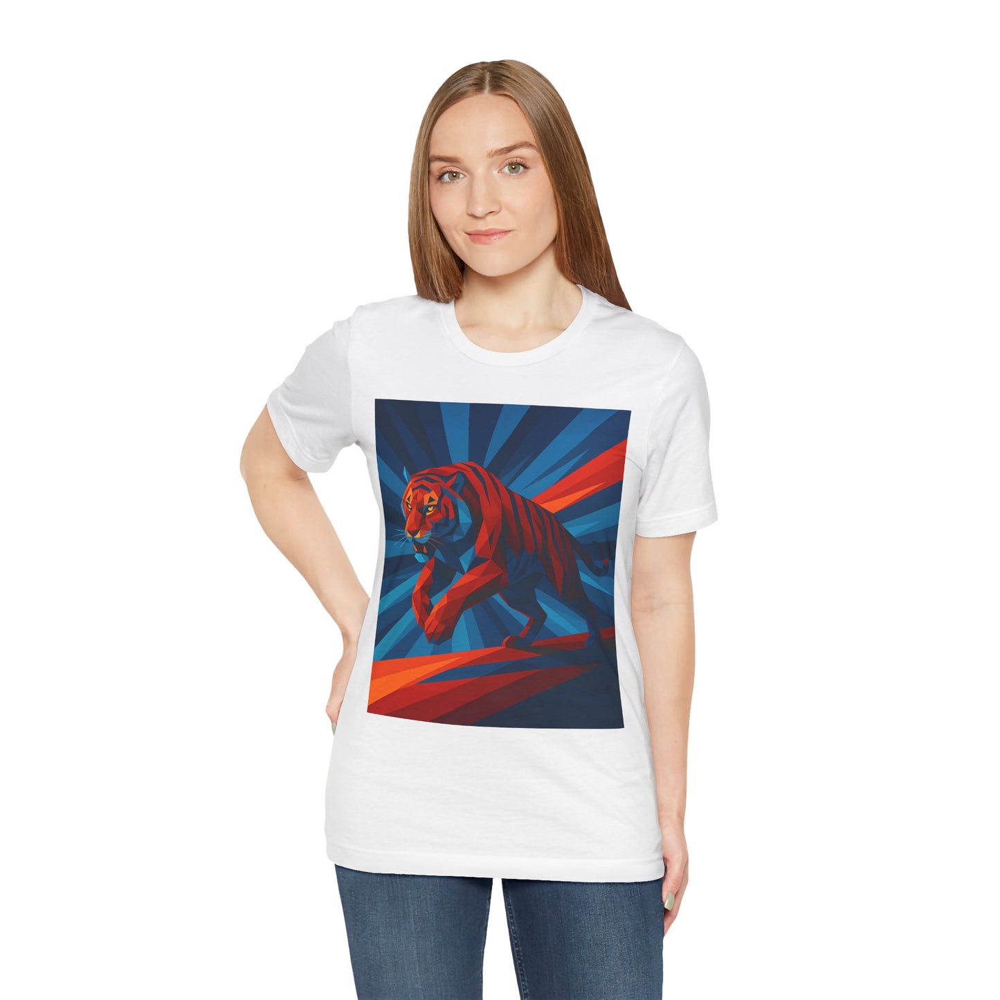 Geometric Tiger T-Shirt – Bold Jungle Animal Tee in Abstract Style - WhimSpin - https://whimspin.com