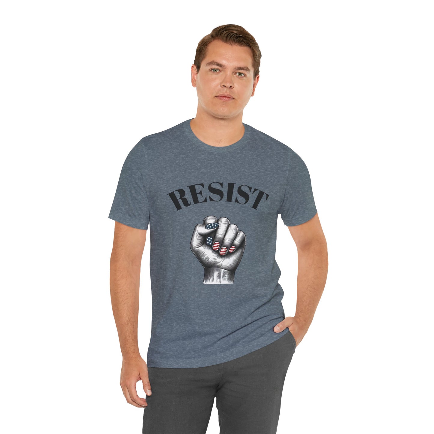 Resist Feminist Power Fist Tee – USA Flag Nails Protest Shirt - WhimSpin - https://whimspin.com