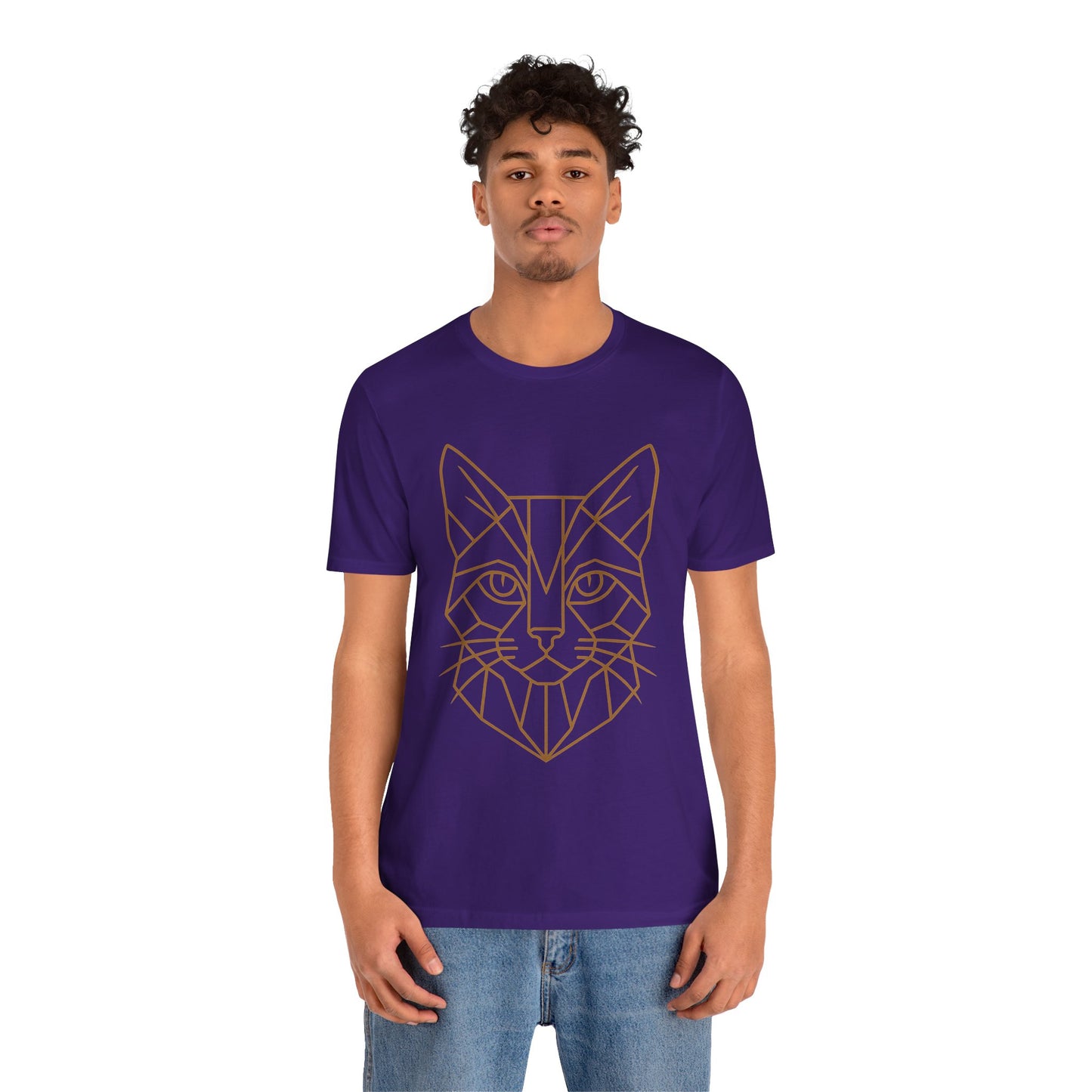 Geometric Cat T-Shirt – Minimalist Line Art Tee - WhimSpin - https://whimspin.com