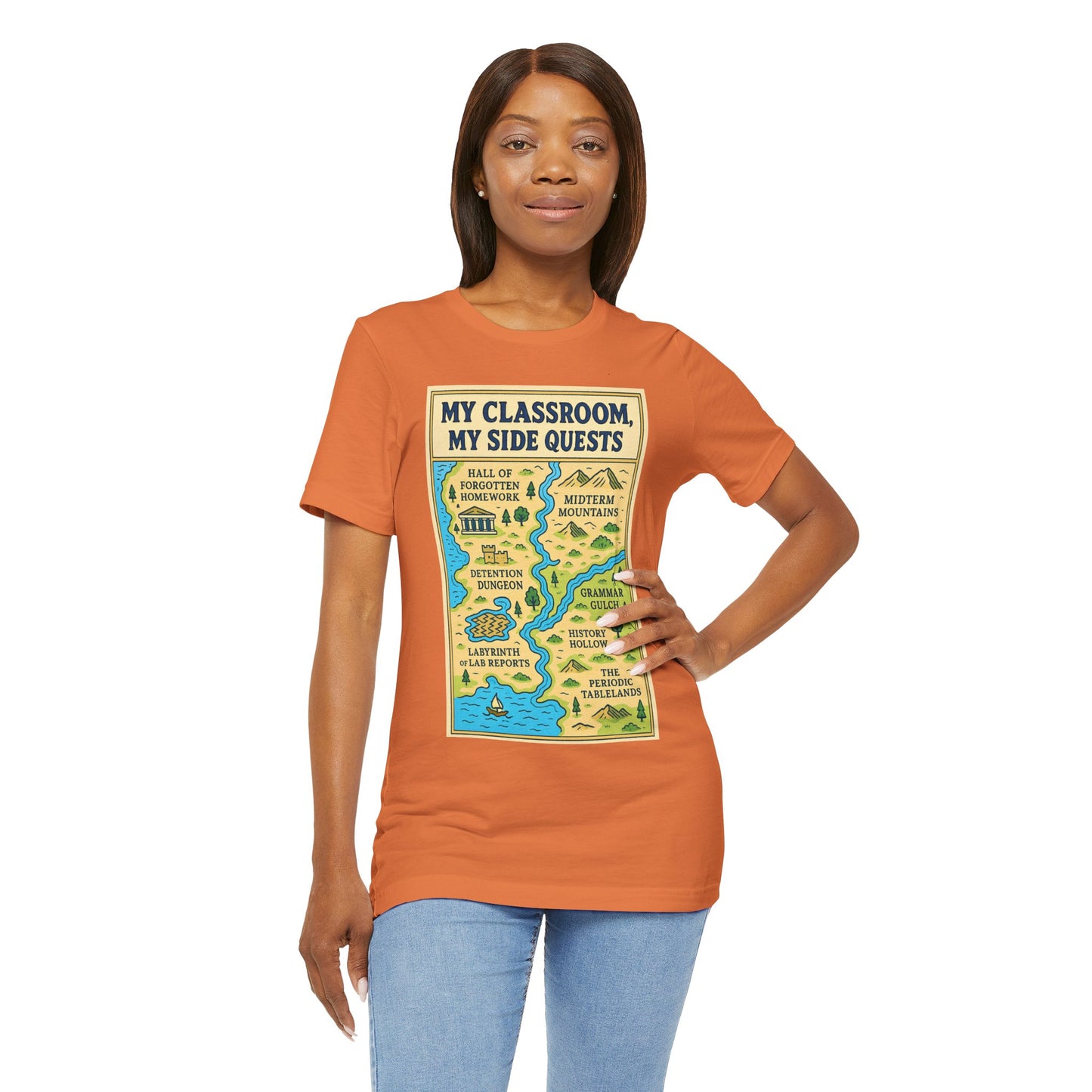 My Classroom, My Side Quests T-Shirt – RPG Map Tee for Teachers