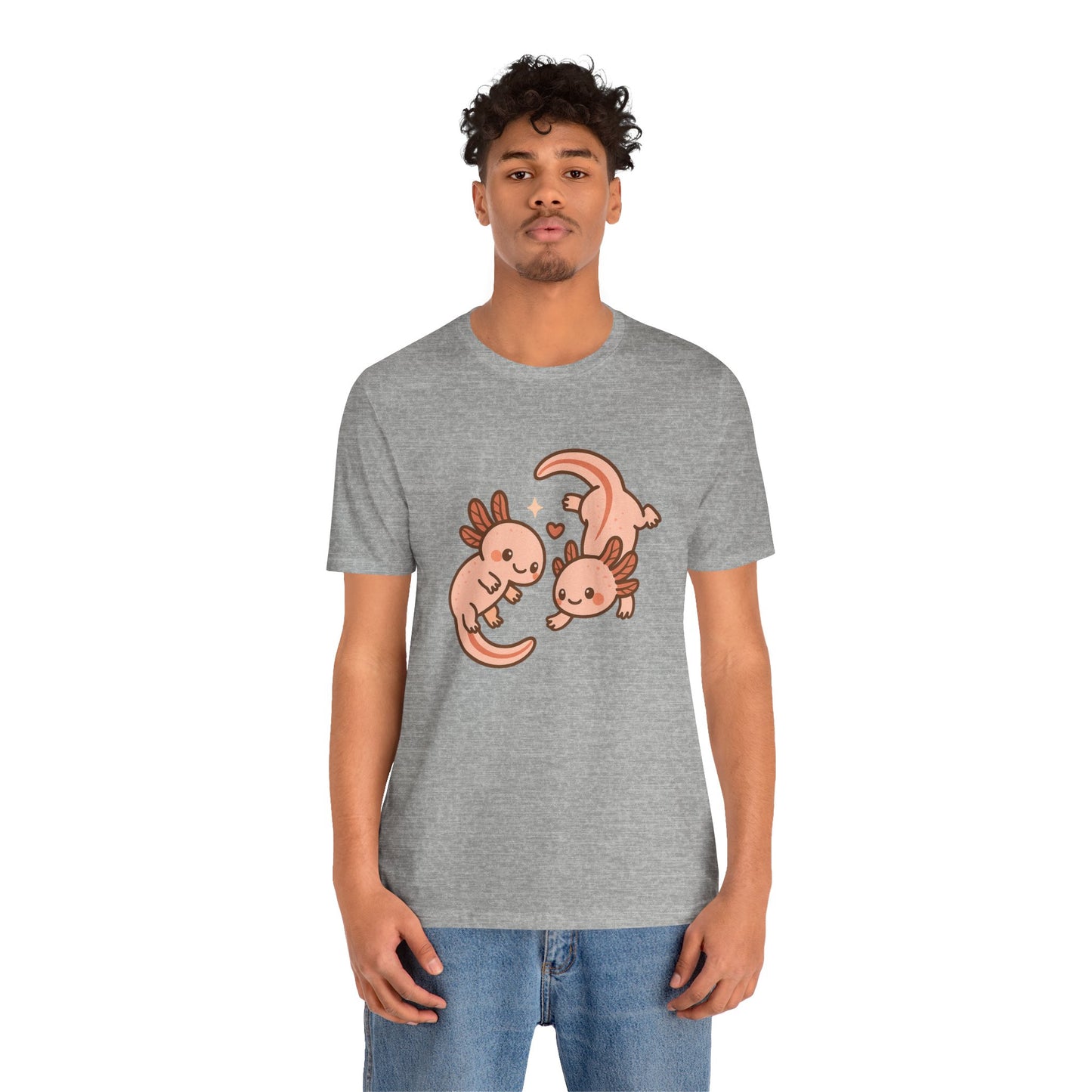 Kawaii Axolotl T-Shirt – Cute Tee with Smiling Axolotls - WhimSpin - https://whimspin.com