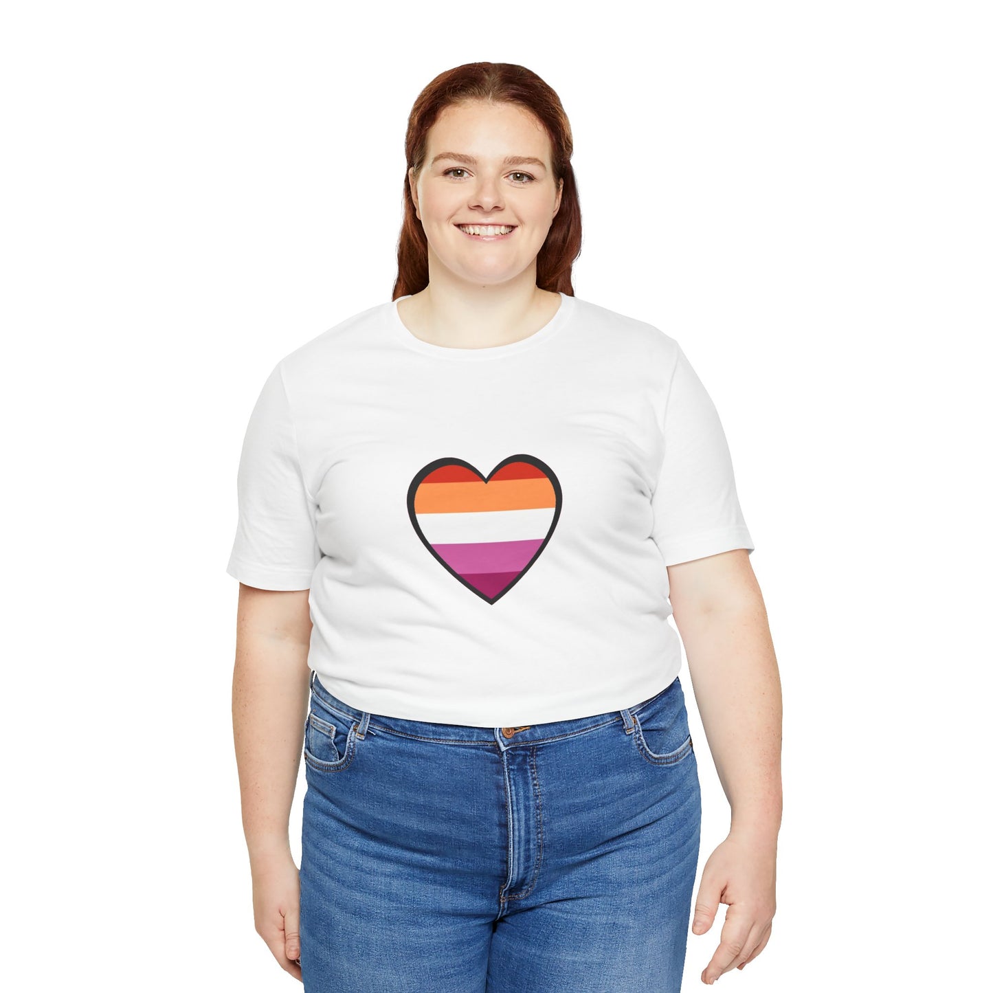 Lesbian Pride Flag Heart T-Shirt – Bold LGBTQ+ Graphic Tee - WhimSpin - https://whimspin.com