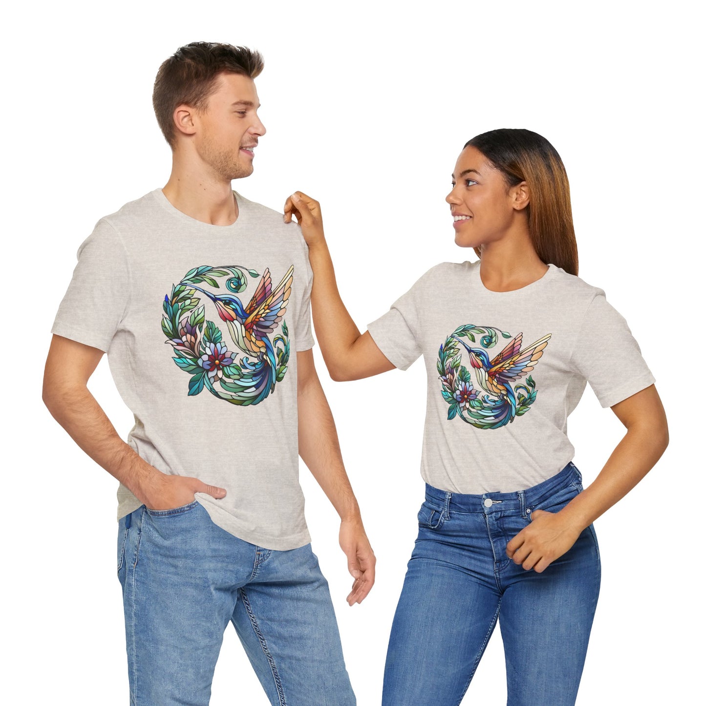 Stained Glass Hummingbird Tee – Vibrant Nature Shirt