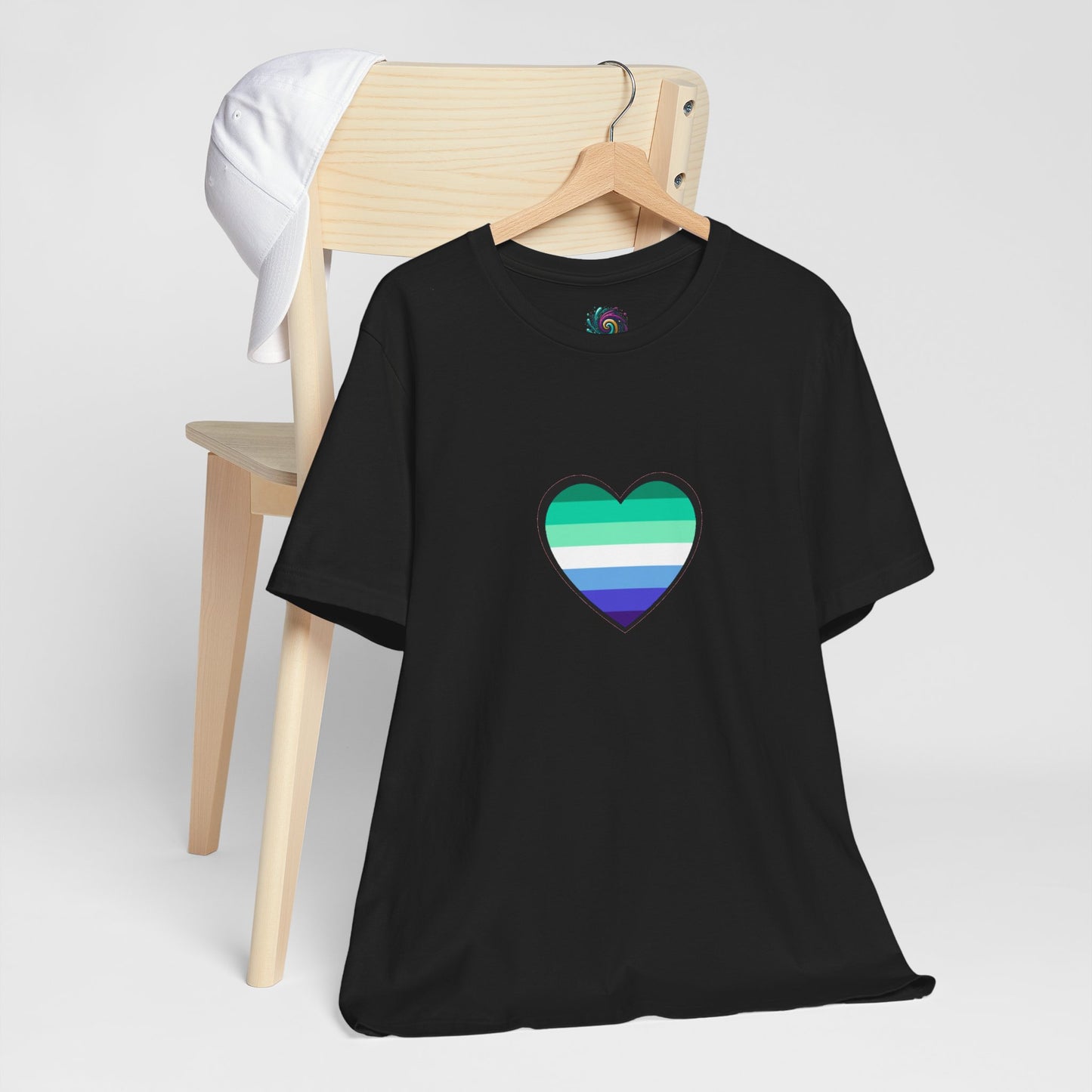Gay Men’s Pride Flag Heart T-Shirt – LGBTQ+ Flag Design on Unisex Tee