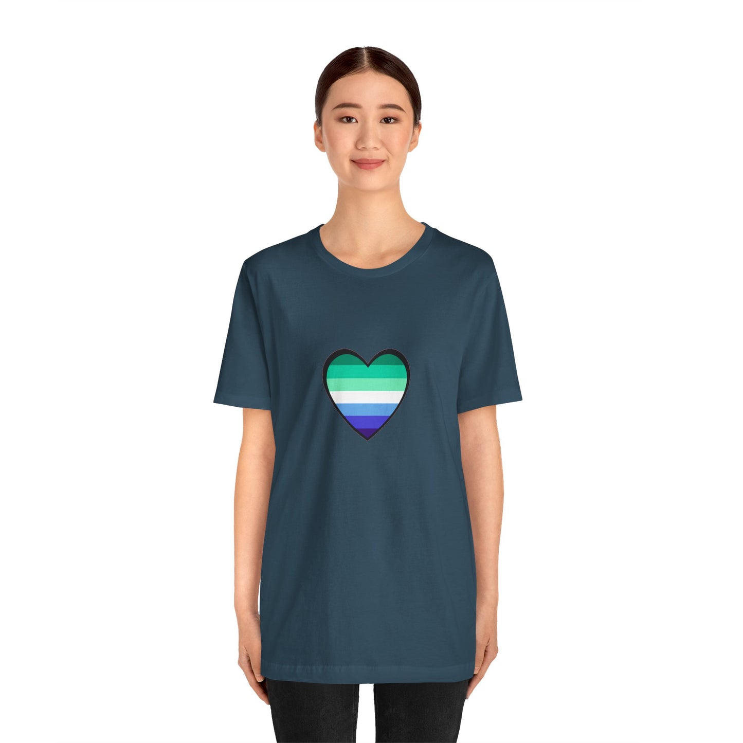 Gay Men’s Pride Flag Heart T-Shirt – LGBTQ+ Flag Design on Unisex Tee