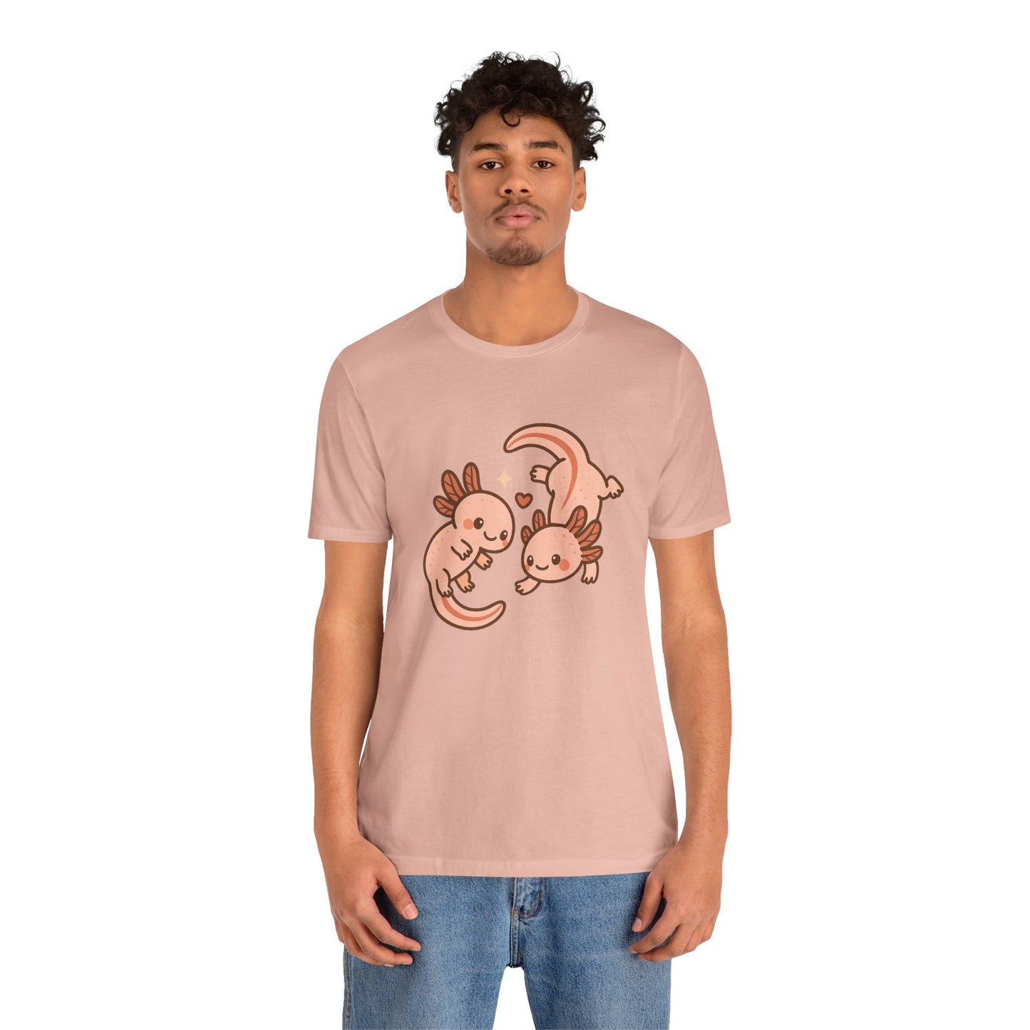 Kawaii Axolotl T-Shirt – Cute Tee with Smiling Axolotls - WhimSpin - https://whimspin.com