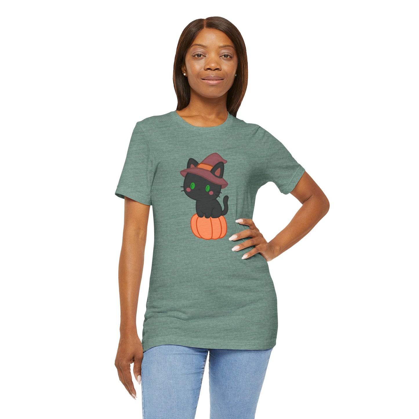 Halloween Cat Shirt – Cute Cat on a Pumpkin Graphic Tee