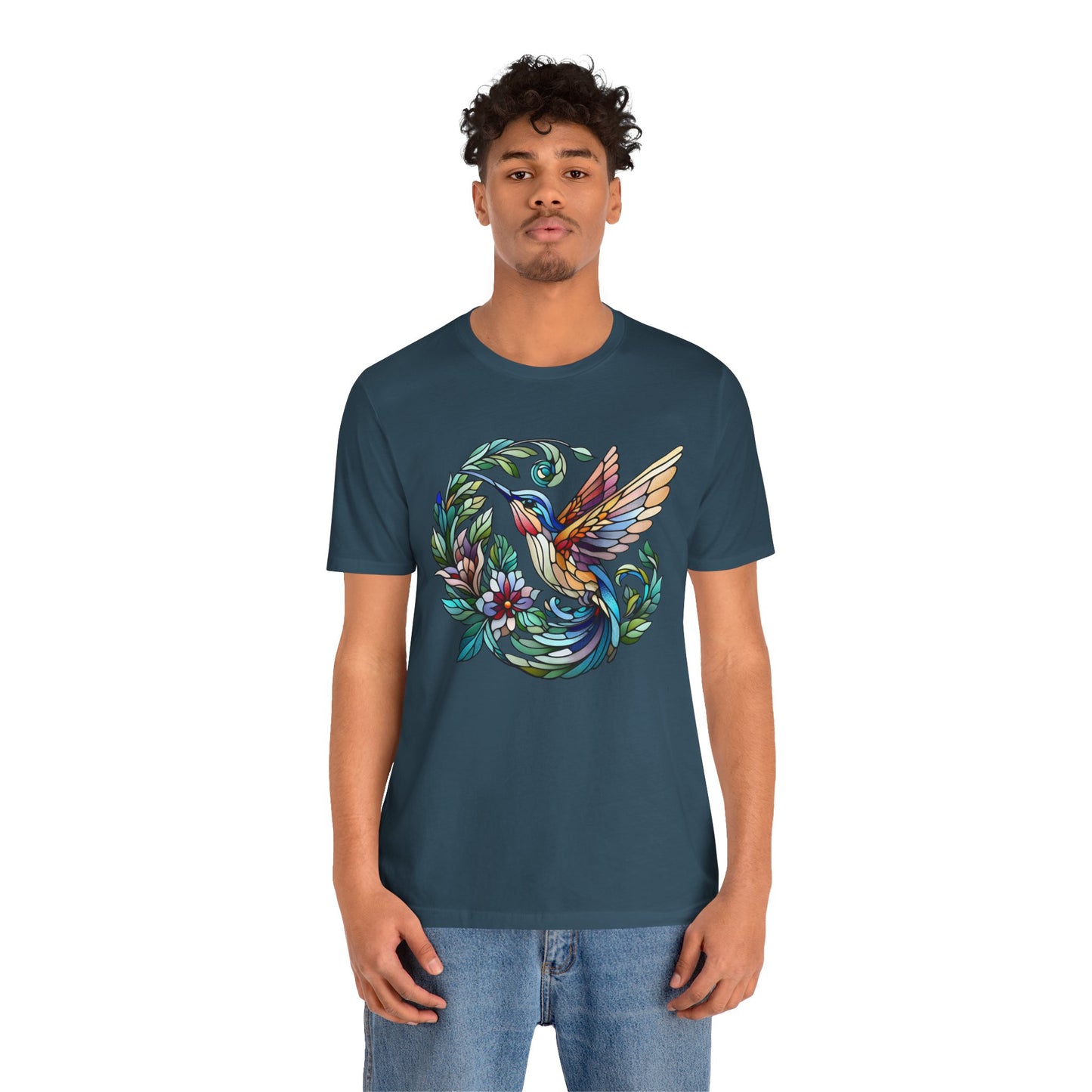 Stained Glass Hummingbird Tee – Vibrant Nature Shirt