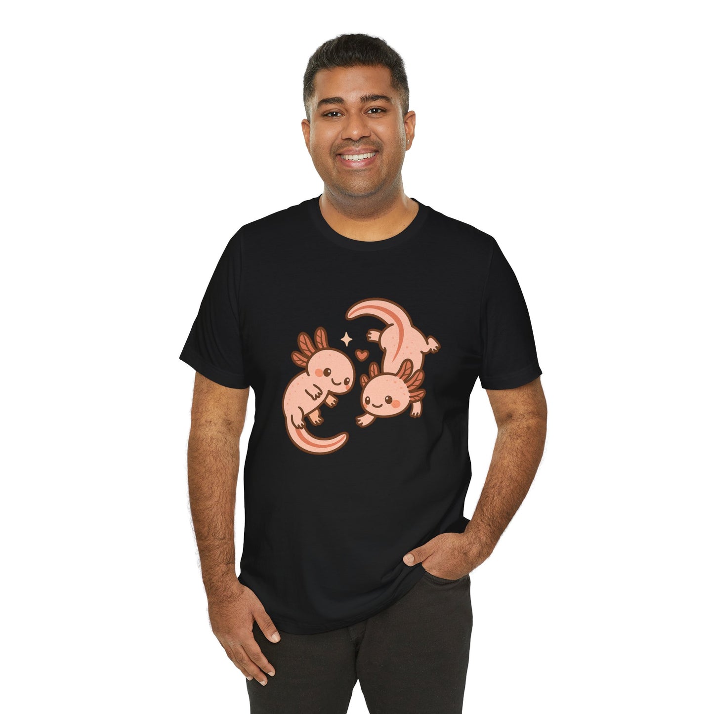 Kawaii Axolotl T-Shirt – Cute Tee with Smiling Axolotls - WhimSpin - https://whimspin.com