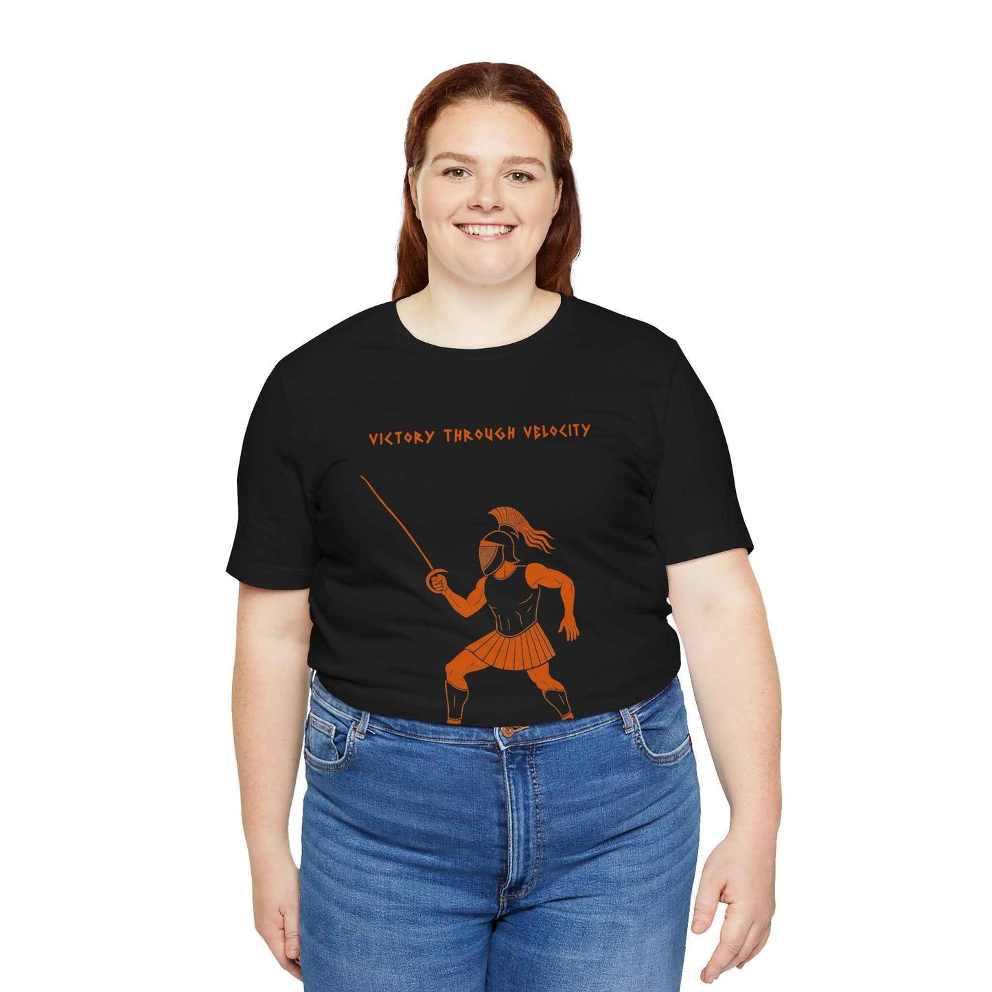 Ares Fencing Saber T-Shirt – “Victory Through Velocity” Greek Mythology Tee