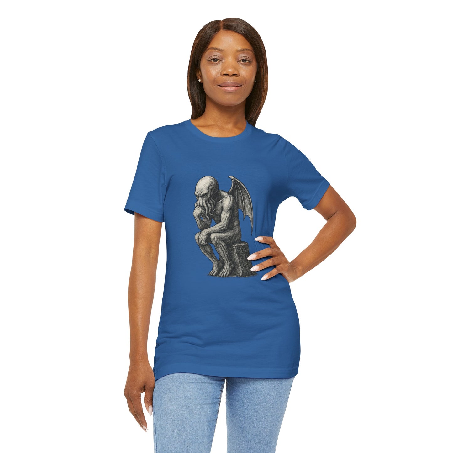 Cthulhu The Thinker Tee – Lovecraftian Parody Shirt
