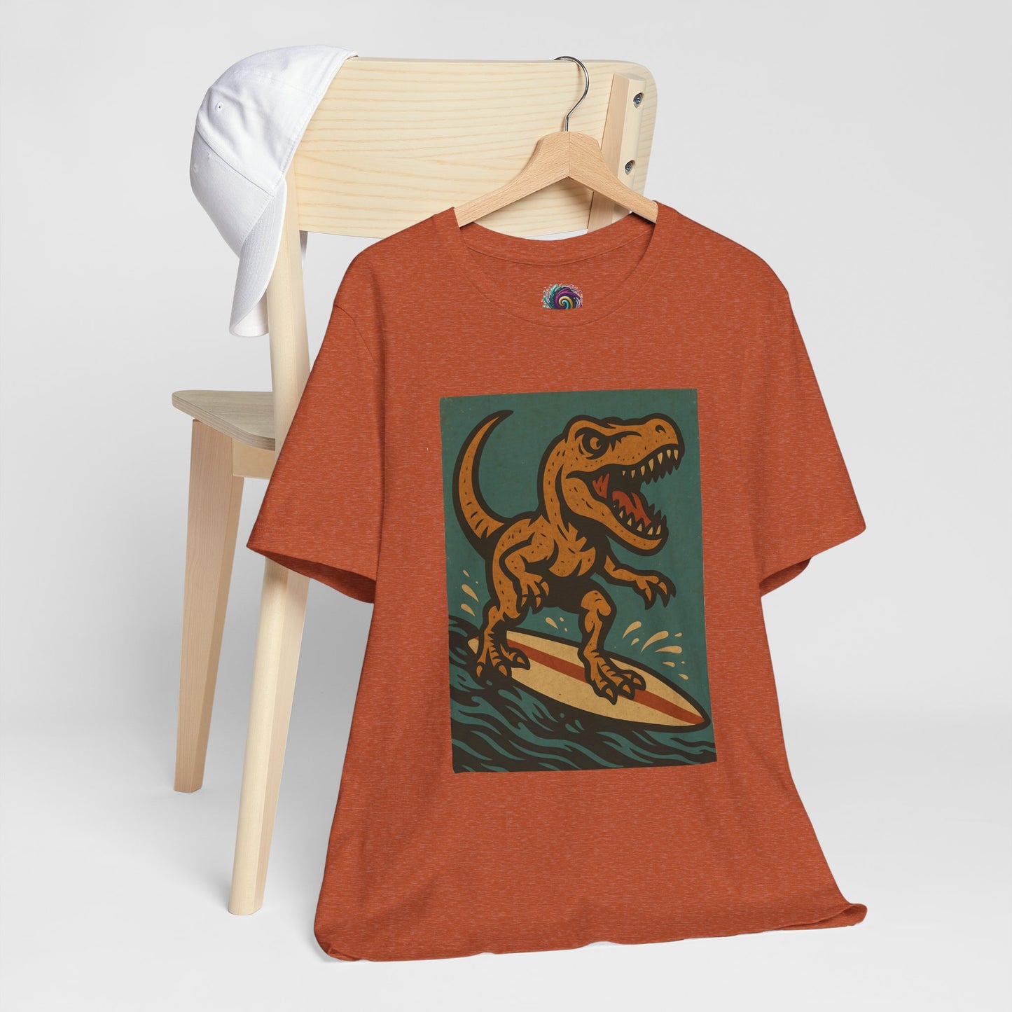 Surfing T-Rex T-Shirt – Funny Dinosaur Surfing Graphic Tee