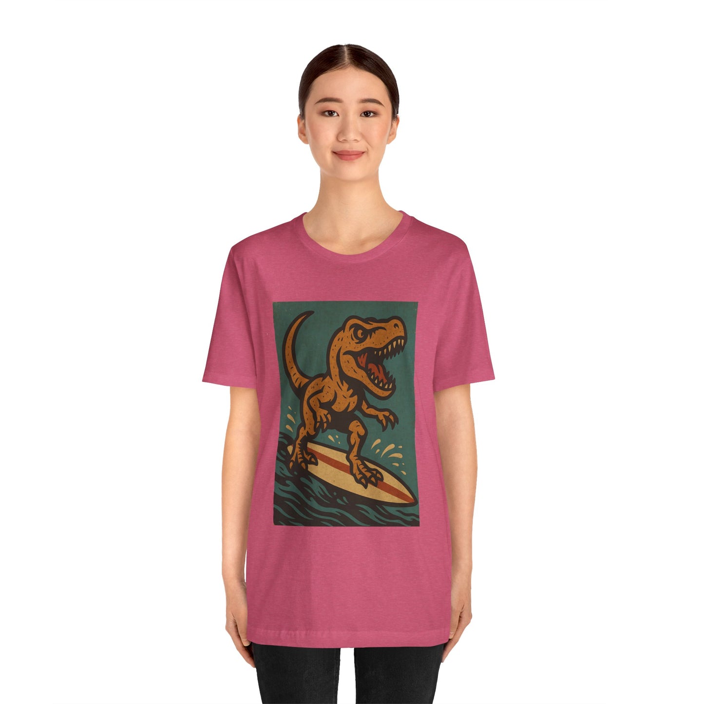 Surfing T-Rex T-Shirt – Funny Dinosaur Surfing Graphic Tee