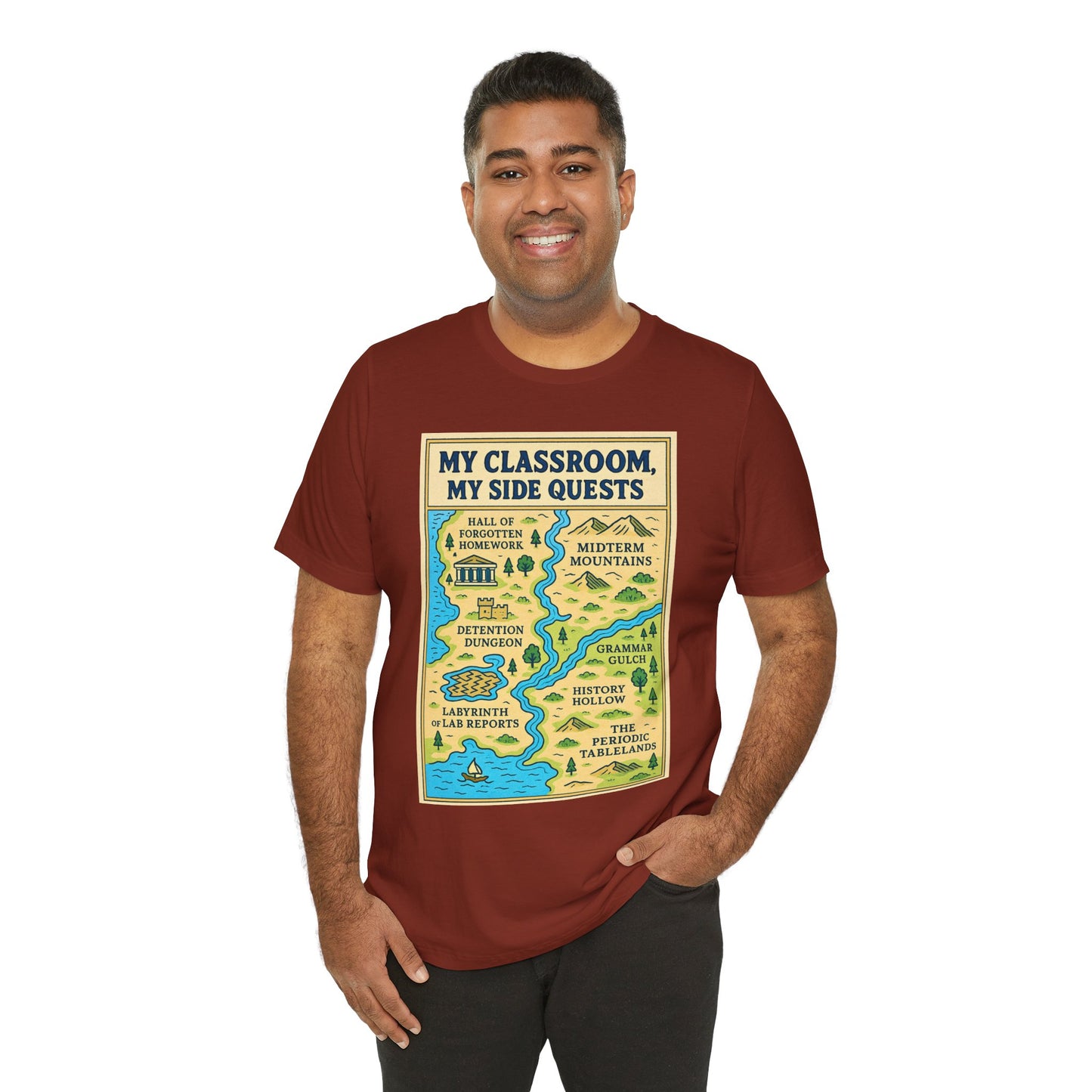 My Classroom, My Side Quests T-Shirt – RPG Map Tee for Teachers