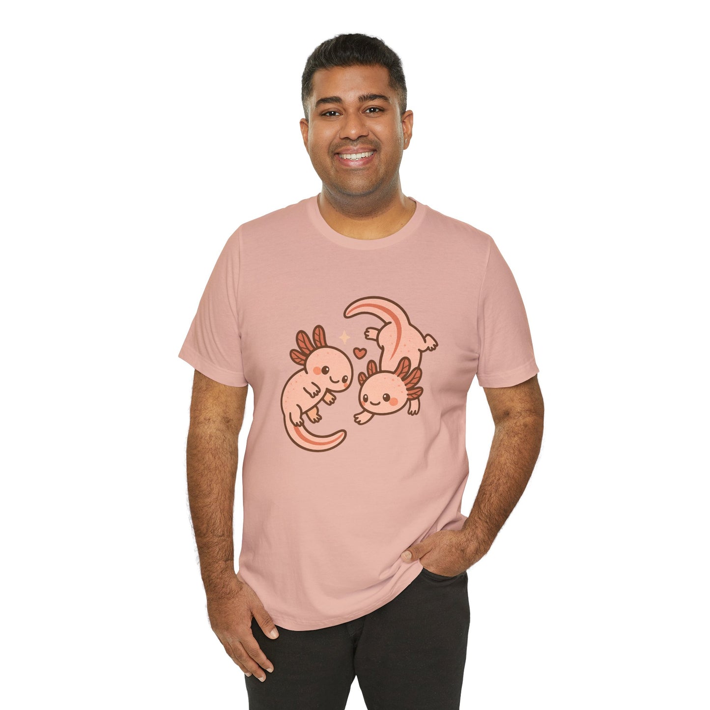 Kawaii Axolotl T-Shirt – Cute Tee with Smiling Axolotls - WhimSpin - https://whimspin.com