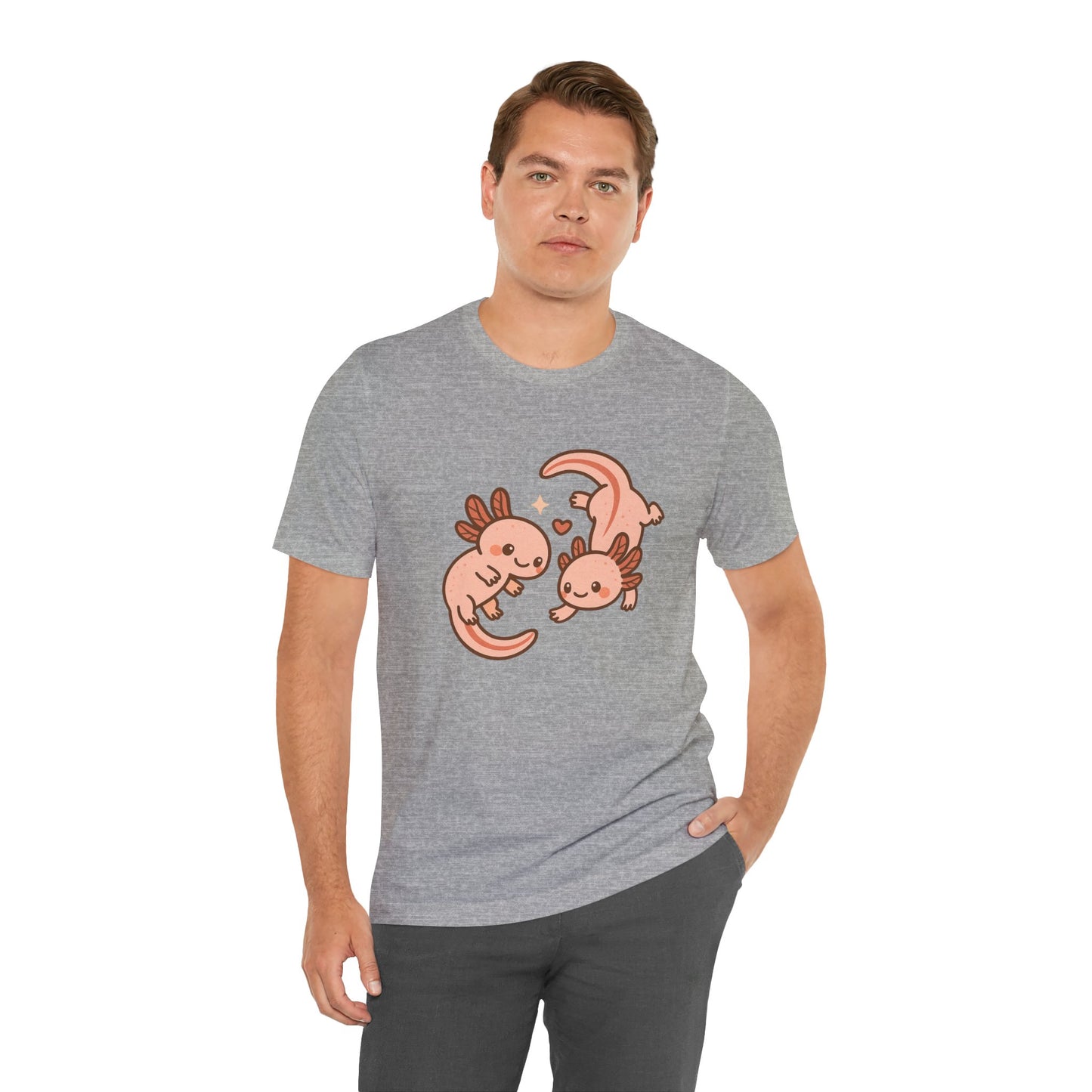 Kawaii Axolotl T-Shirt – Cute Tee with Smiling Axolotls - WhimSpin - https://whimspin.com