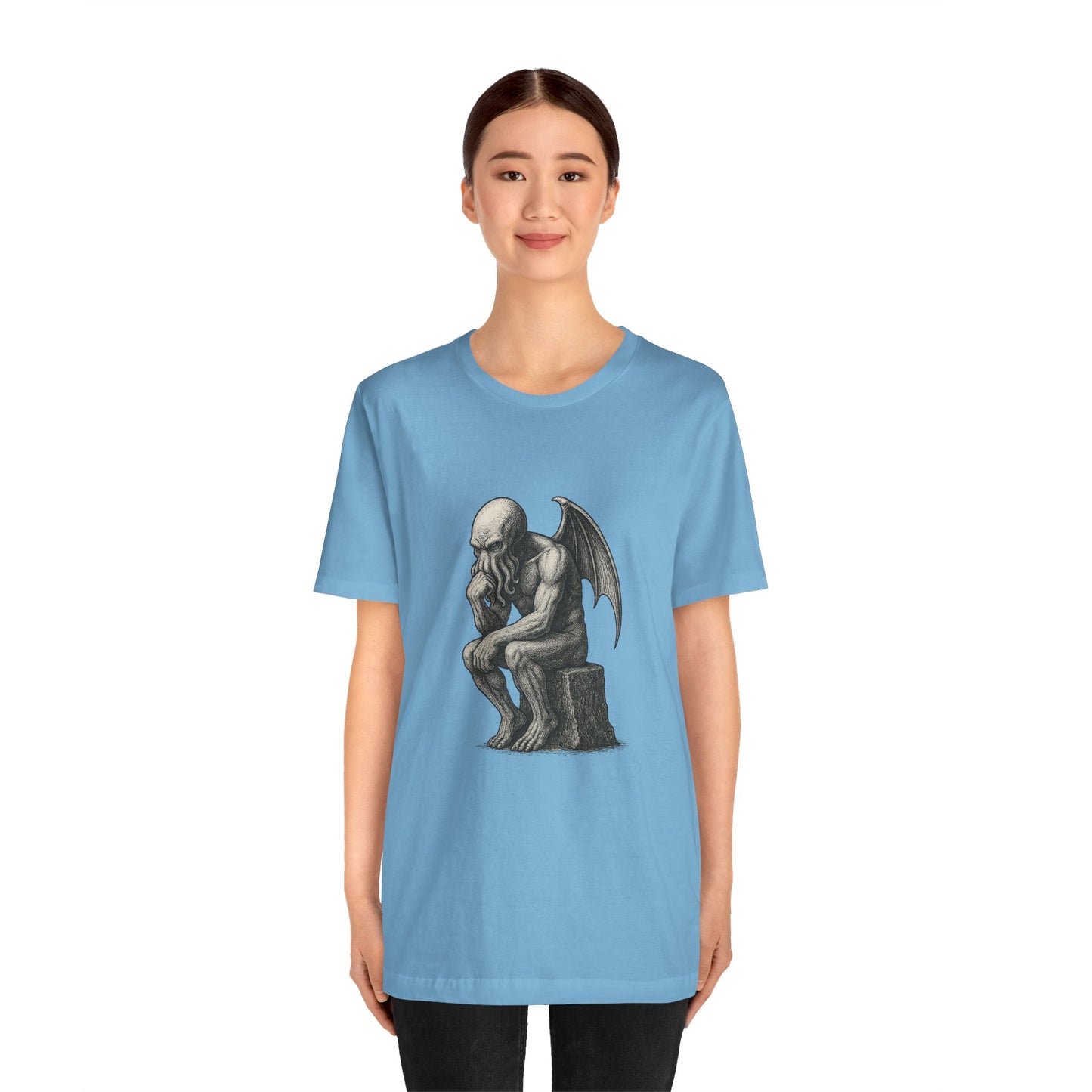 Cthulhu The Thinker Tee – Lovecraftian Parody Shirt