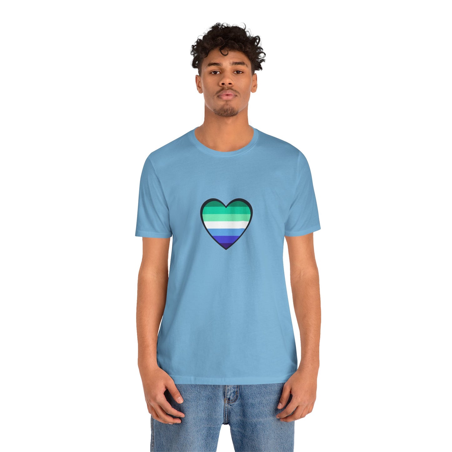 Gay Men’s Pride Flag Heart T-Shirt – LGBTQ+ Flag Design on Unisex Tee