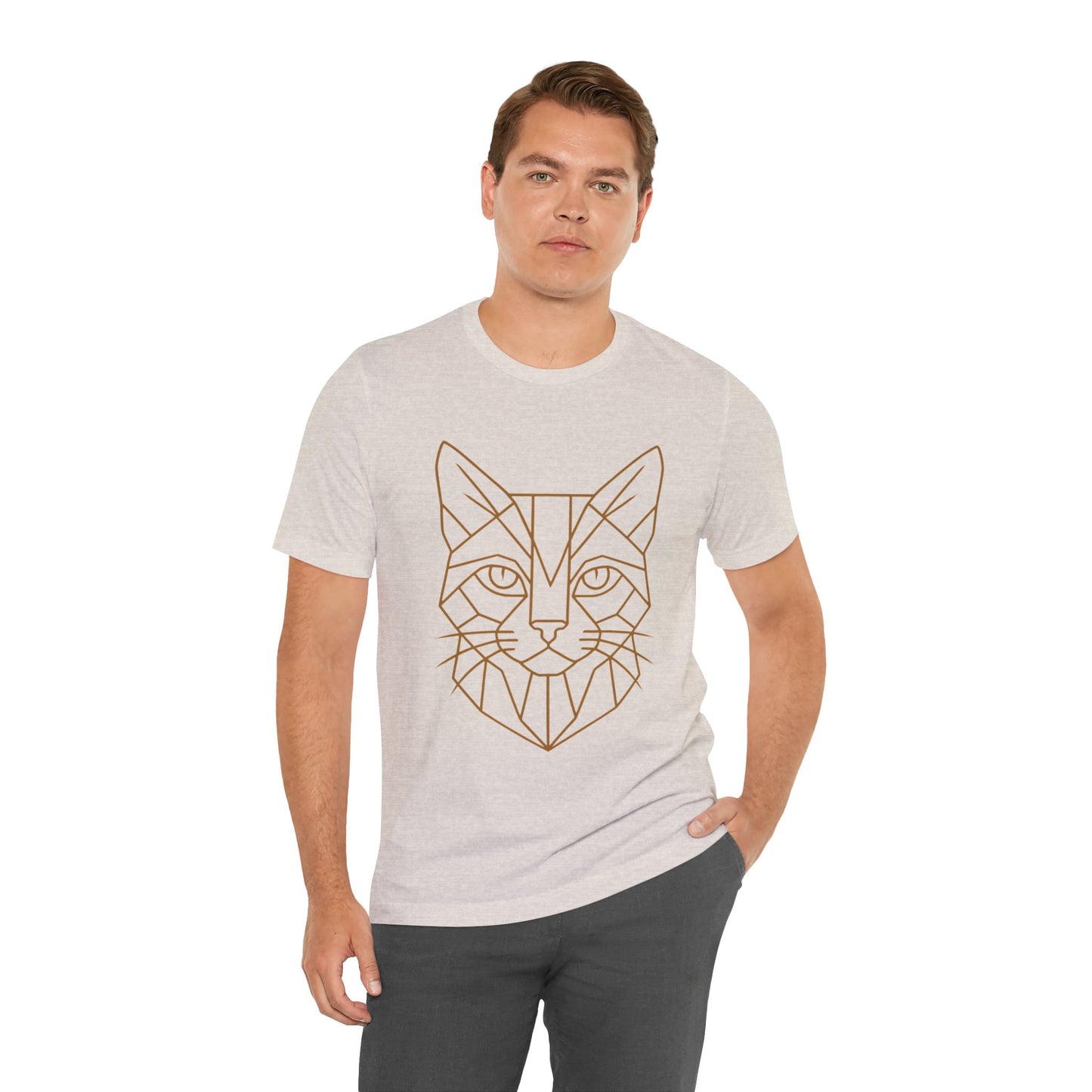 Geometric Cat T-Shirt – Minimalist Line Art Tee - WhimSpin - https://whimspin.com