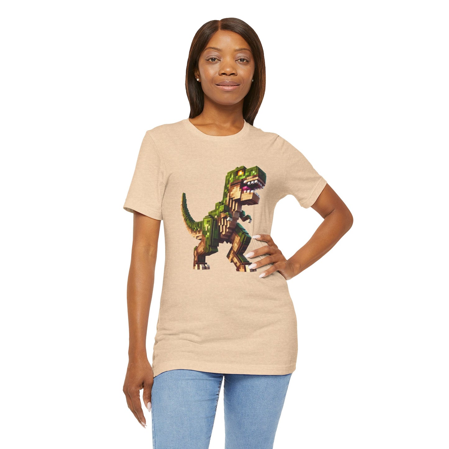Pixel Dinosaur T-Shirt – Retro Dino Graphic Tee for Adults