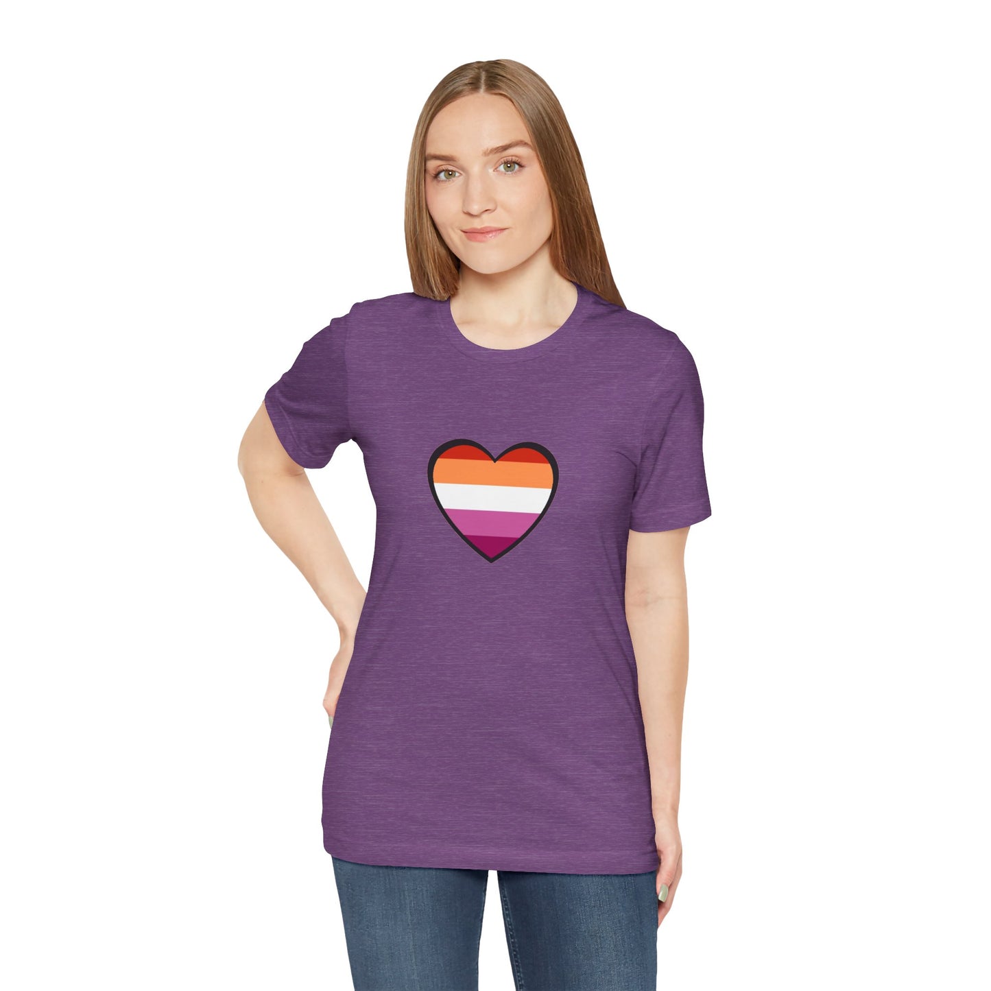 Lesbian Pride Flag Heart T-Shirt – Bold LGBTQ+ Graphic Tee - WhimSpin - https://whimspin.com