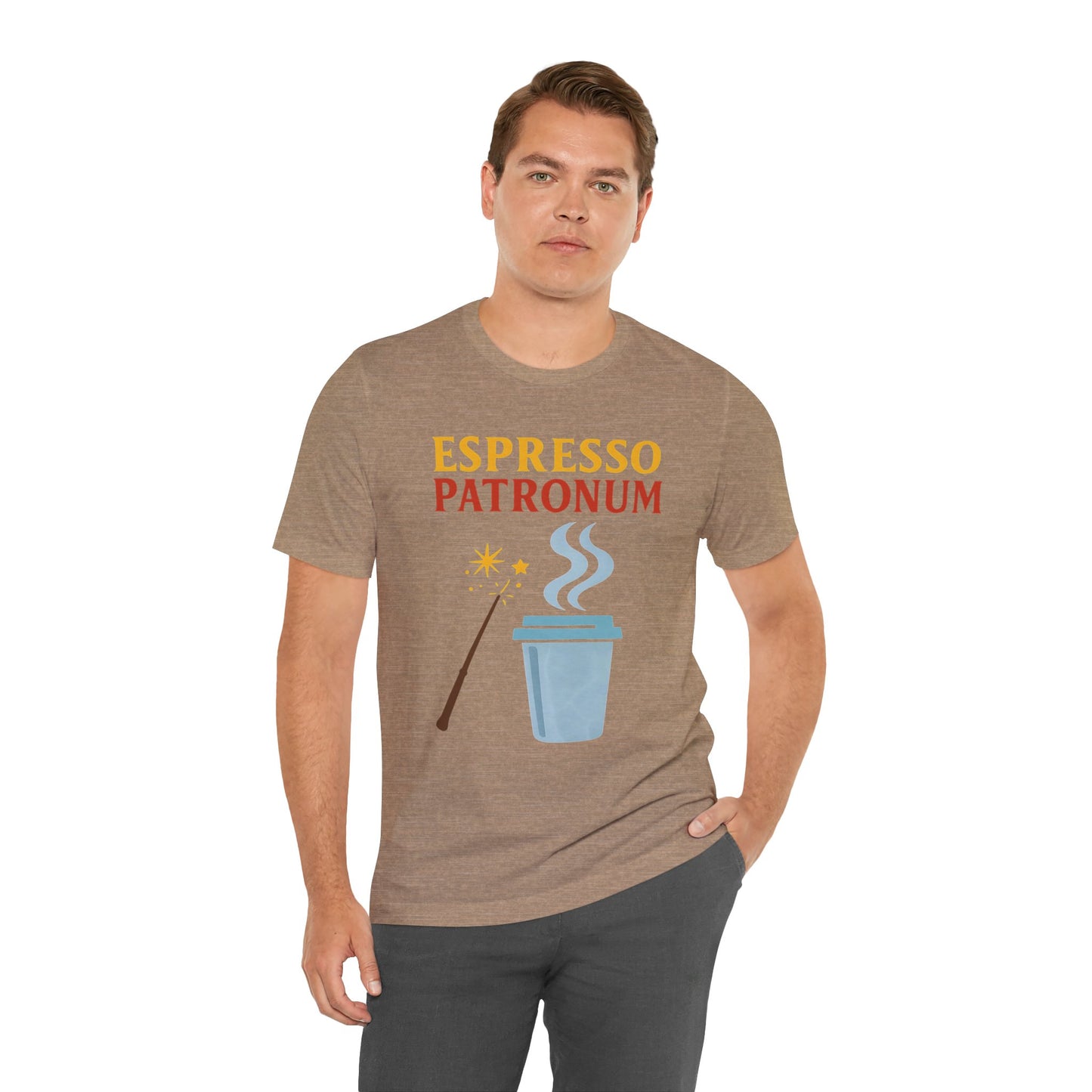 Espresso Patronum T-Shirt – Funny Coffee & Wizard Parody Tee