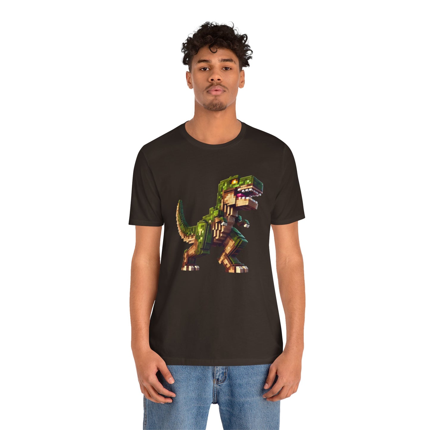 Pixel Dinosaur T-Shirt – Retro Dino Graphic Tee for Adults