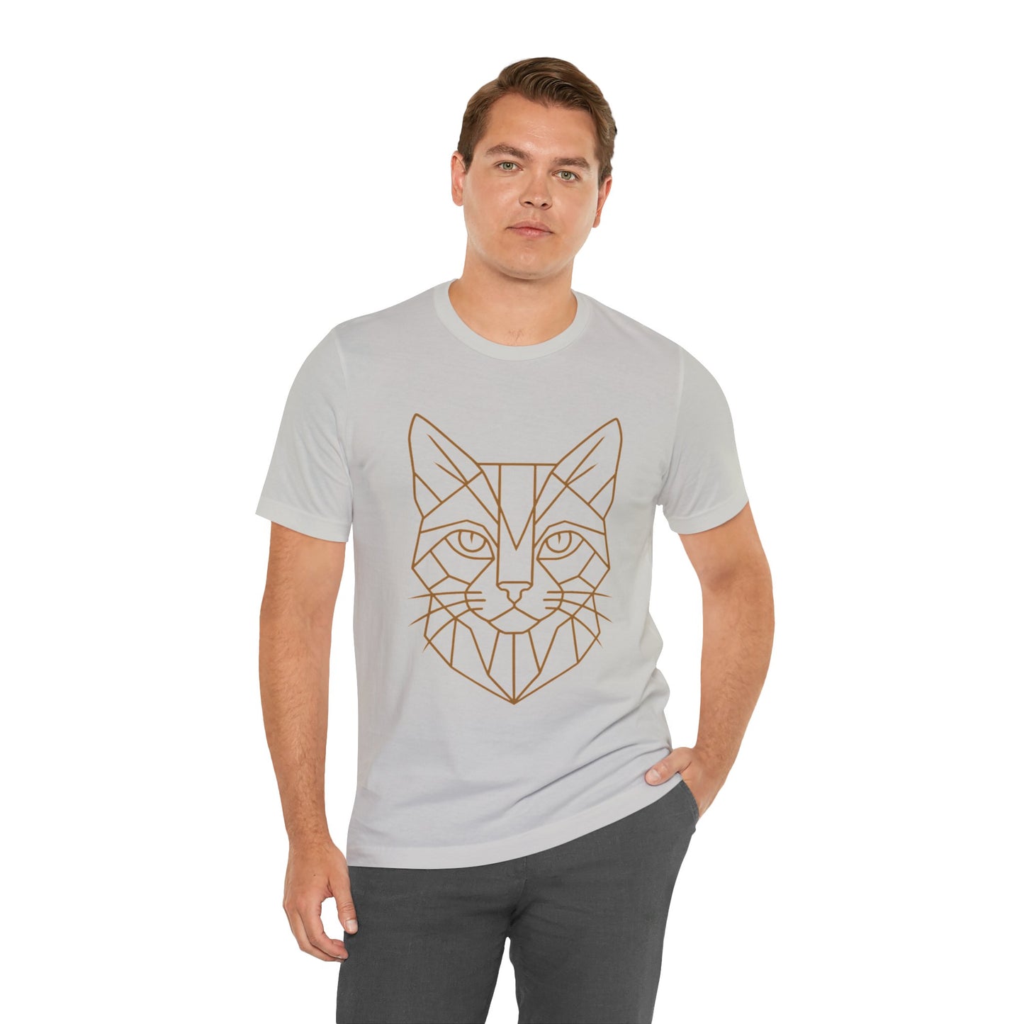 Geometric Cat T-Shirt – Minimalist Line Art Tee - WhimSpin - https://whimspin.com