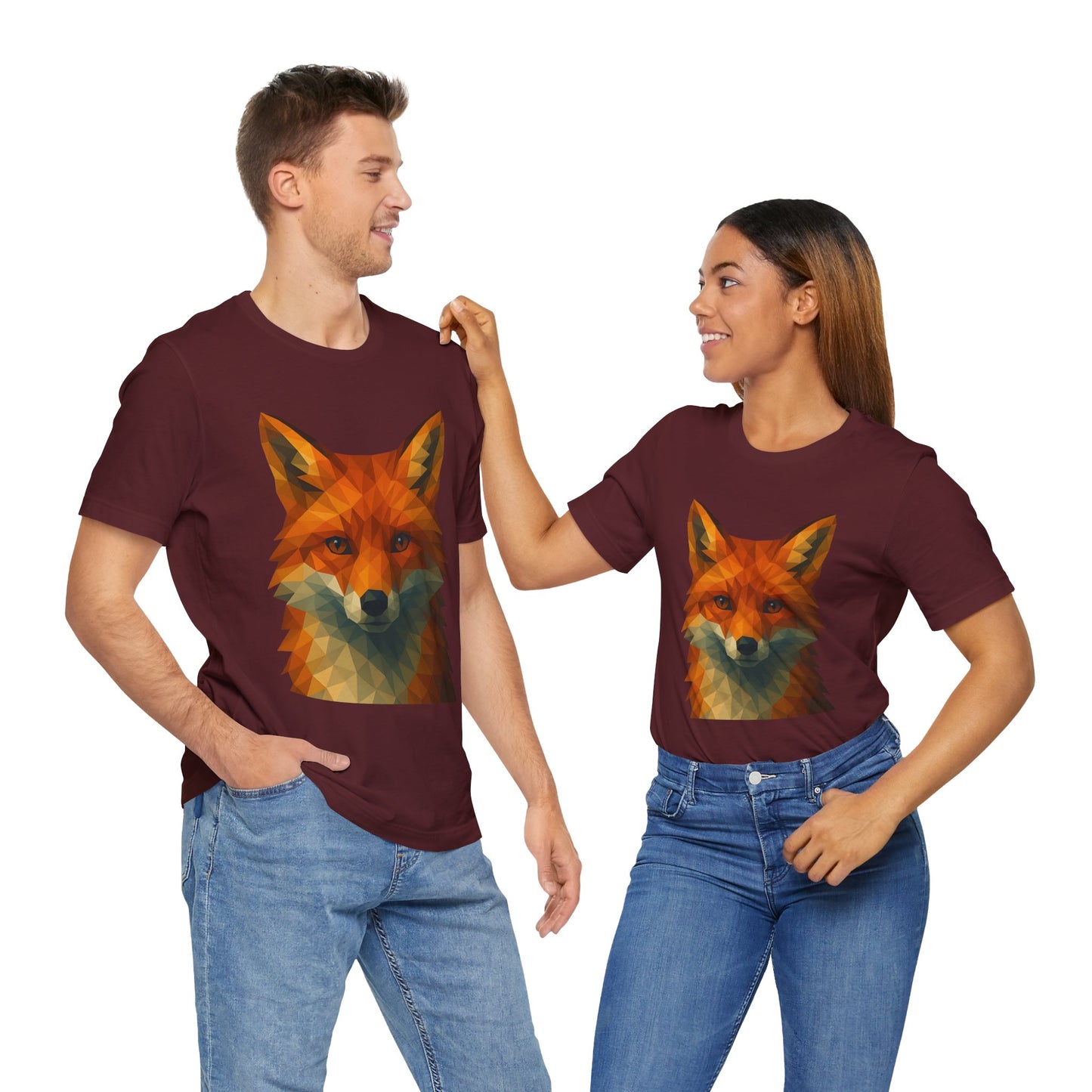 Geometric Fox T-Shirt – Polygon Animal Tee with Nature Vibes - WhimSpin - https://whimspin.com