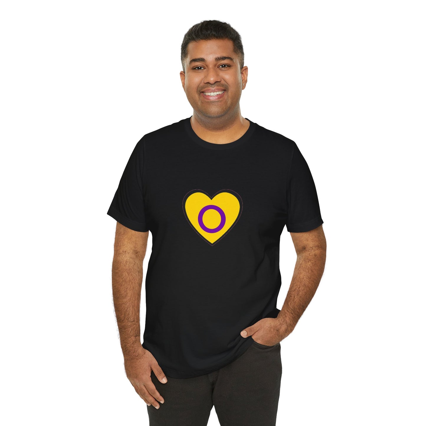 Intersex Pride Flag Heart T-Shirt – Minimalist LGBTQ+ Support Tee - WhimSpin - https://whimspin.com