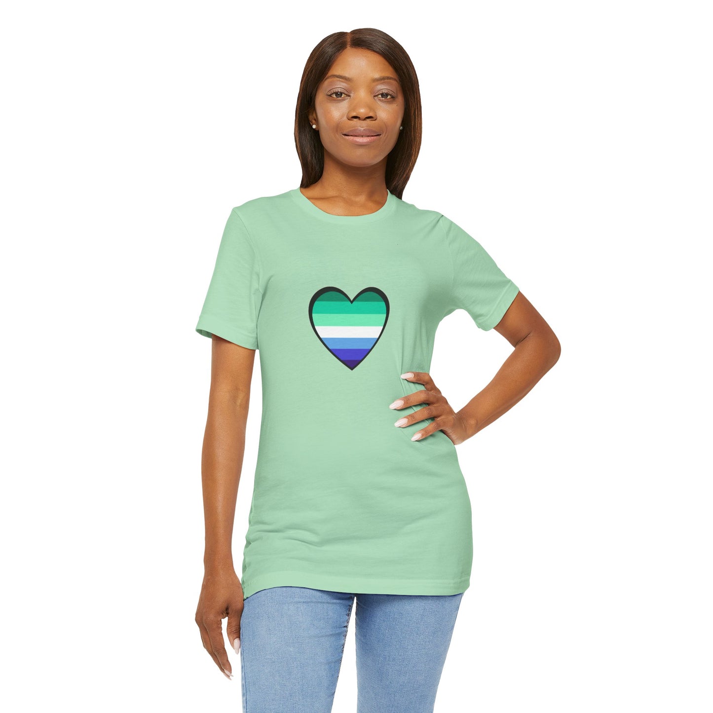 Gay Men’s Pride Flag Heart T-Shirt – LGBTQ+ Flag Design on Unisex Tee