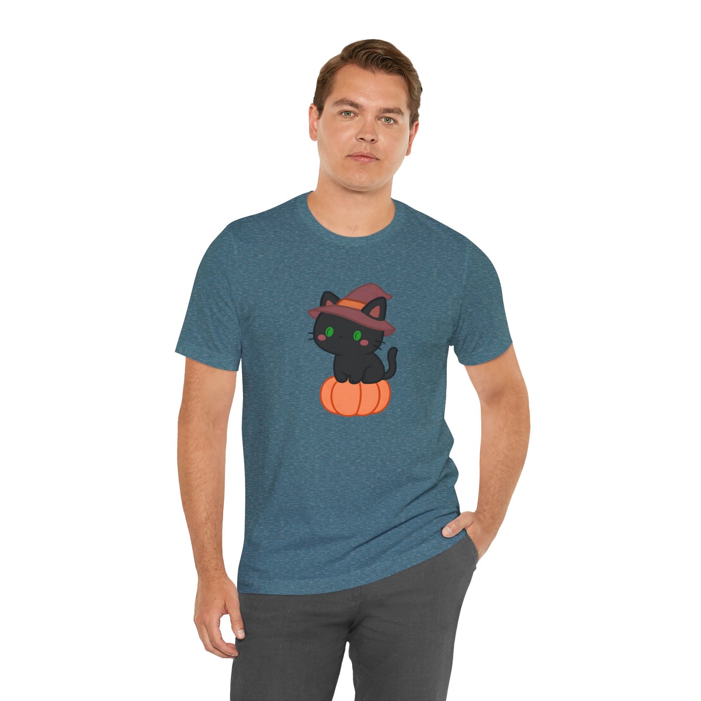 Halloween Cat Shirt – Cute Cat on a Pumpkin Graphic Tee