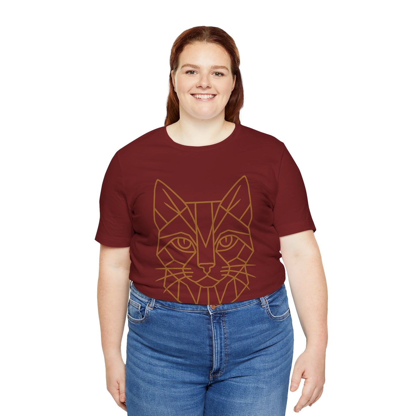 Geometric Cat T-Shirt – Minimalist Line Art Tee - WhimSpin - https://whimspin.com