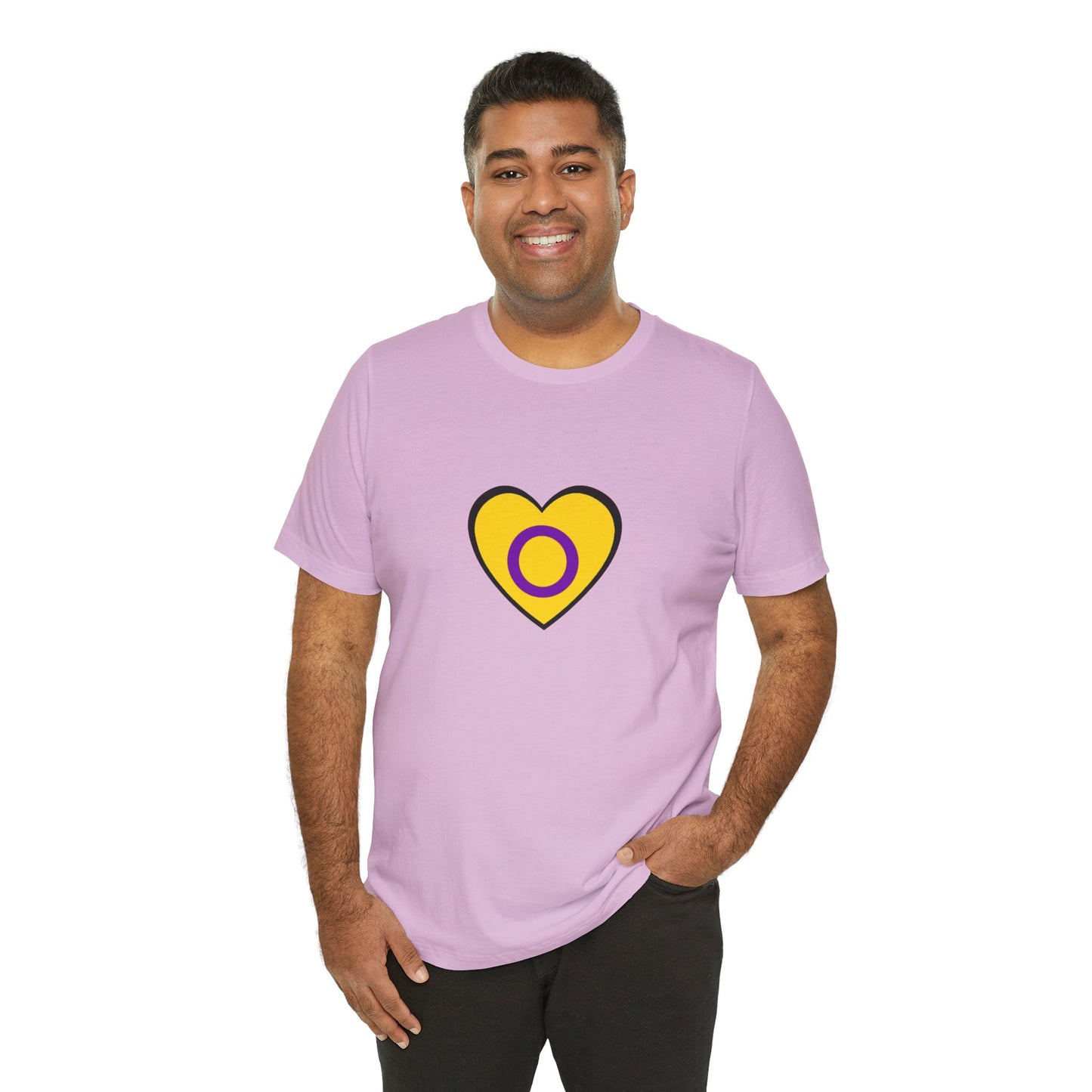 Intersex Pride Flag Heart T-Shirt – Minimalist LGBTQ+ Support Tee - WhimSpin - https://whimspin.com