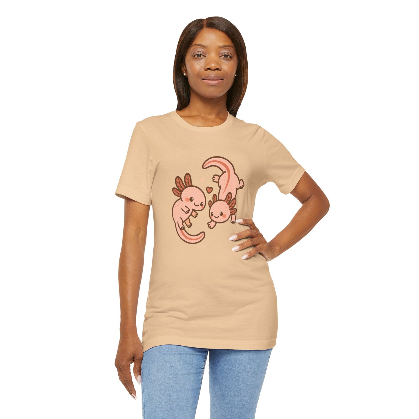Kawaii Axolotl T-Shirt – Cute Tee with Smiling Axolotls - WhimSpin - https://whimspin.com