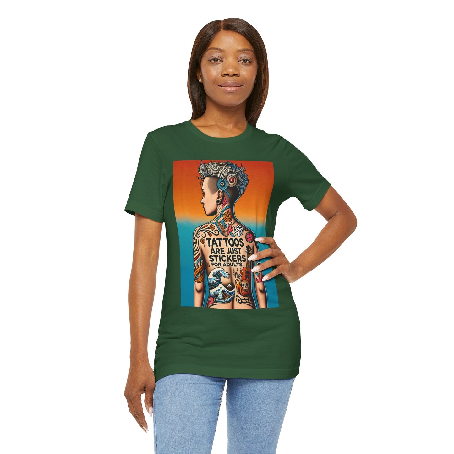 Tattoos Are Just Stickers for Adults T-Shirt – Funny Tattoo Lover Graphic Tee - WhimSpin - https://whimspin.com