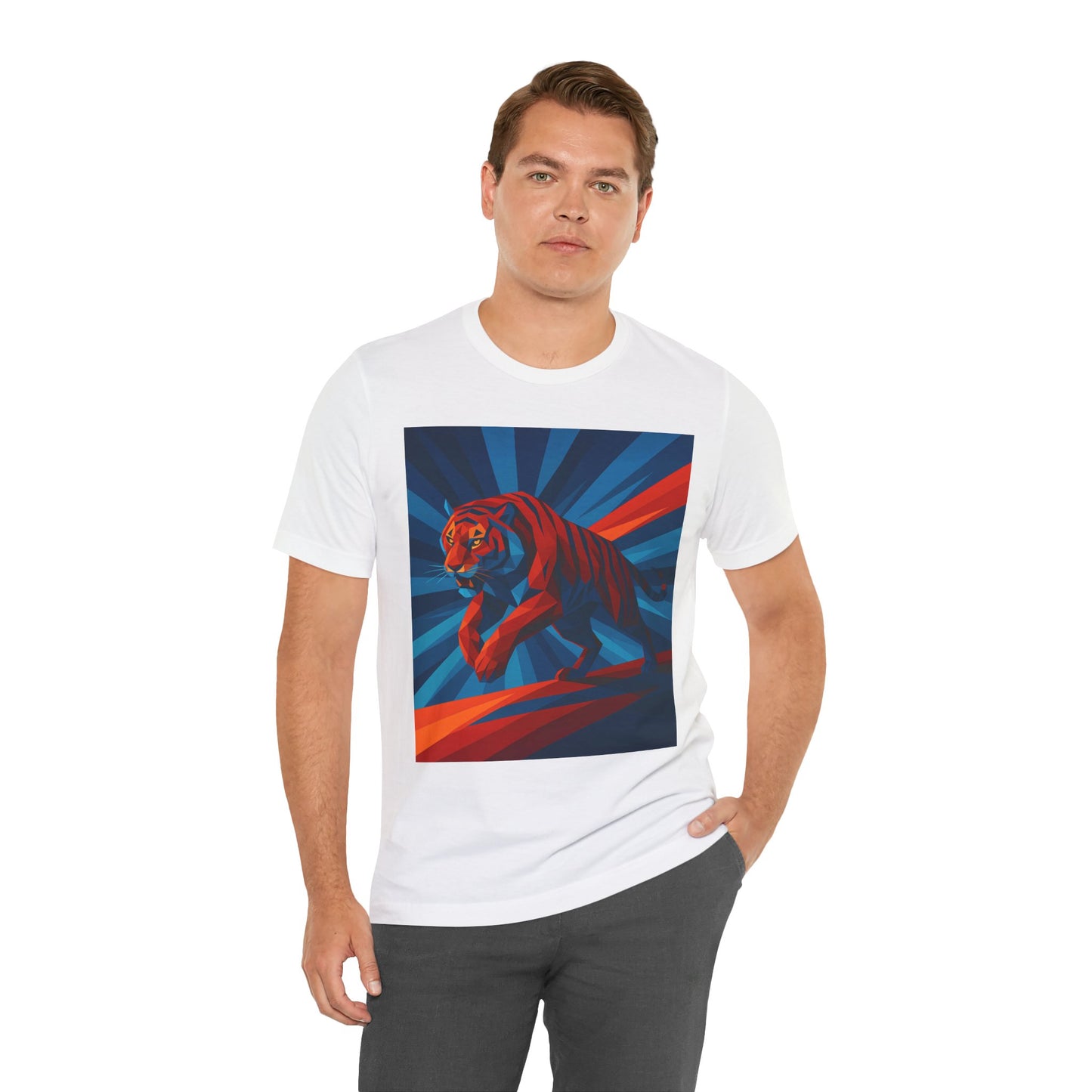 Geometric Tiger T-Shirt – Bold Jungle Animal Tee in Abstract Style - WhimSpin - https://whimspin.com