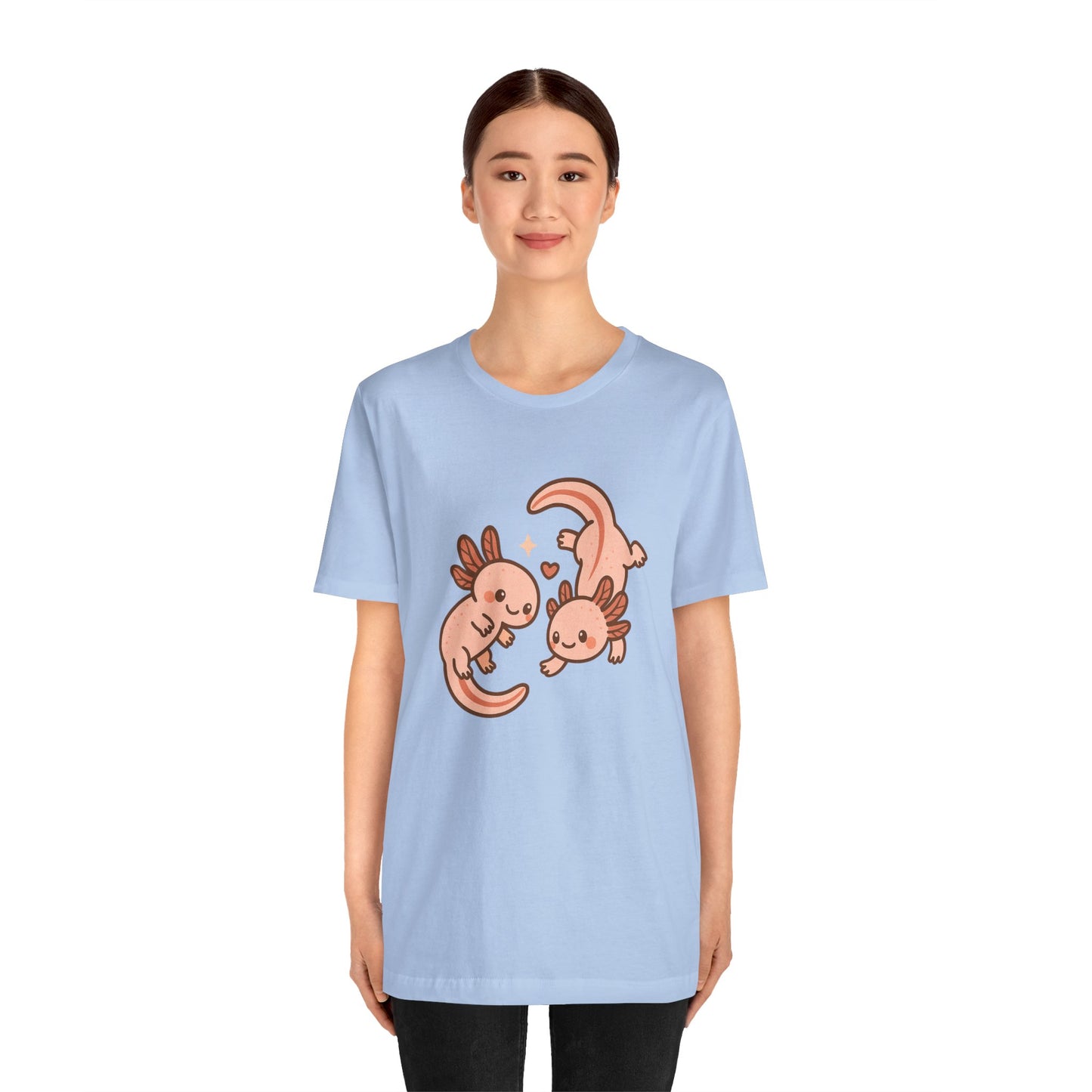 Kawaii Axolotl T-Shirt – Cute Tee with Smiling Axolotls - WhimSpin - https://whimspin.com