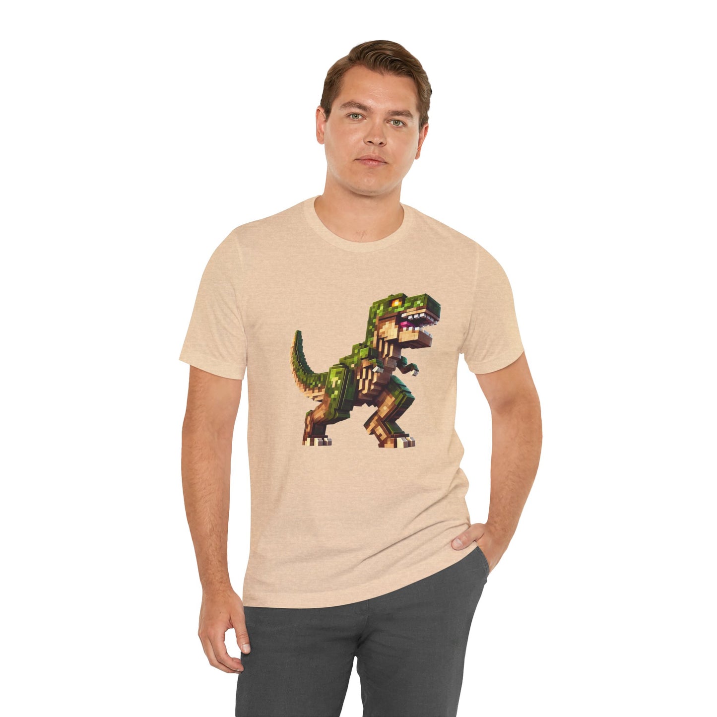 Pixel Dinosaur T-Shirt – Retro Dino Graphic Tee for Adults