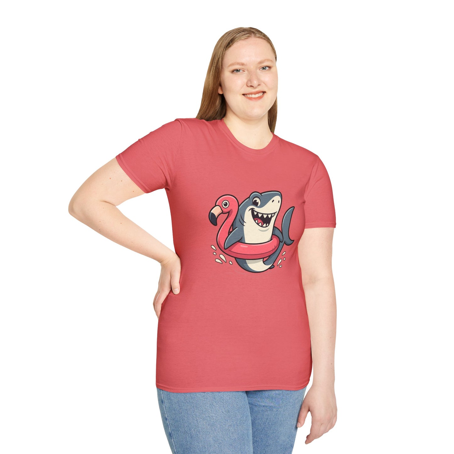 Shark & Flamingo Floatie T-Shirt – Funny Beach & Pool Day Tee
