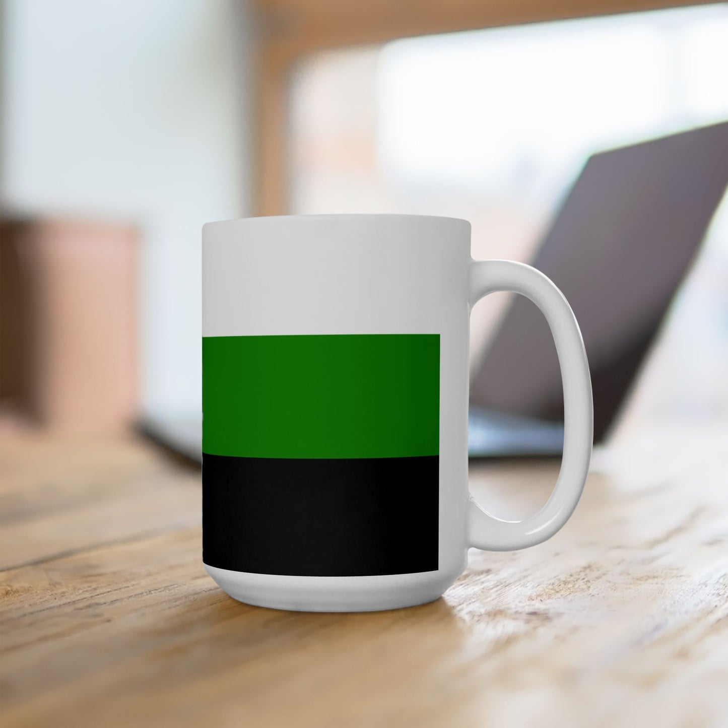 Neutrois Pride Flag Cup – White, Green & Black LGBTQ+ Ceramic Mug